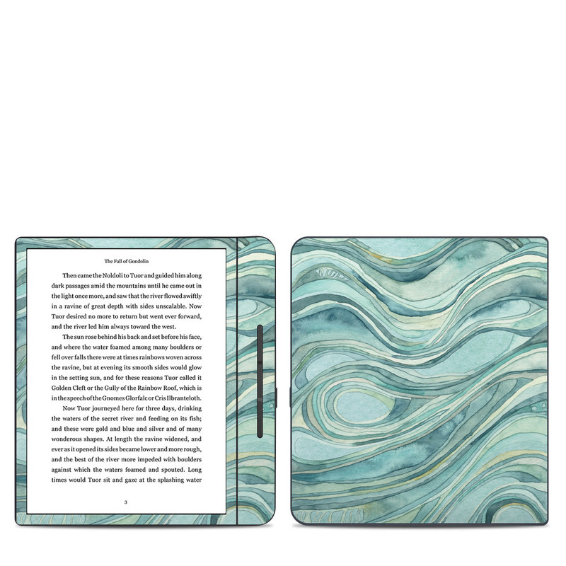 Kobo Forma Skin design of Aqua, Blue, Pattern, Turquoise, Teal, Water, Design, Line, Wave, Textile, with gray, blue colors