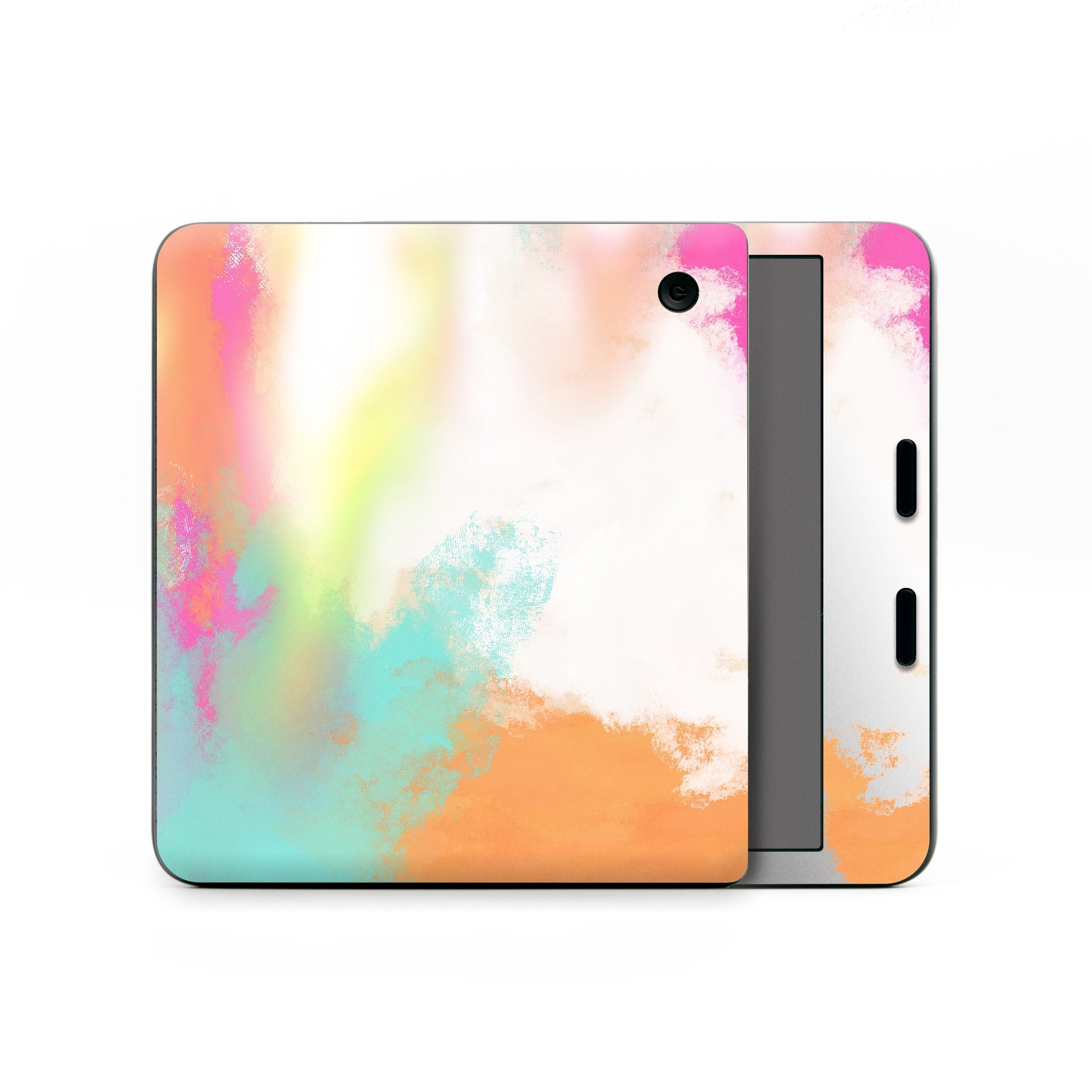 Kobo Libra Colour Skin design of Sky, Yellow, Orange, Pink, Art, Illustration, Visual Arts, Pattern, Colorfulness, Watercolor Paint, with white, pink, orange, yellow, blue, brown colors