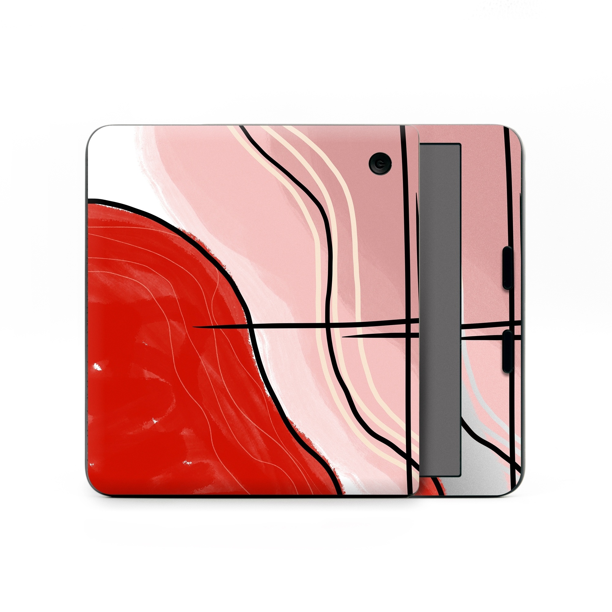 Kobo Libra Colour Skin design of Red, Line, Lip, Material Property, Mouth, Illustration, Graphics, Liquid, Modern Art, Graphic Design, Art, with white, black, brown, red colors