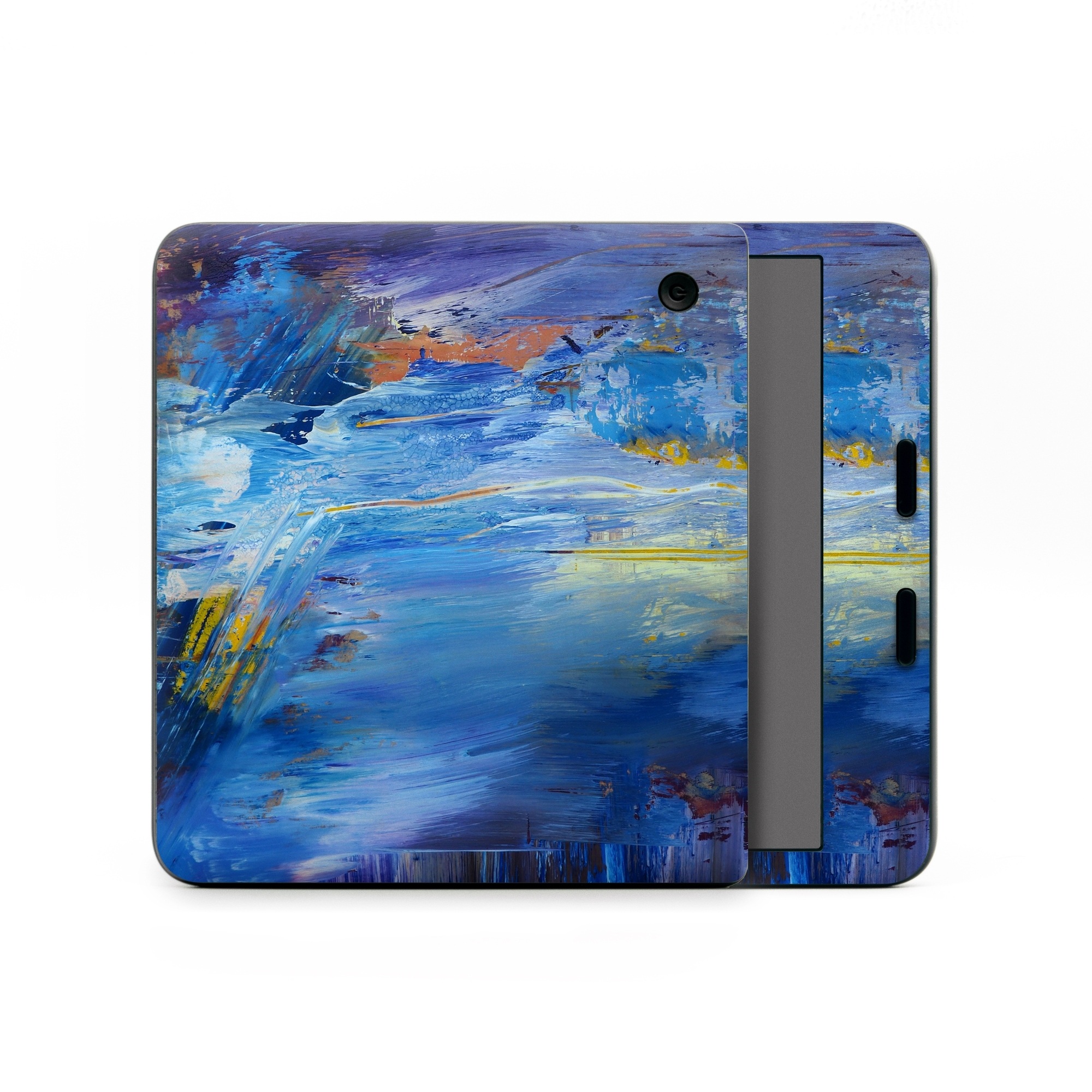 Kobo Libra Colour Skin design of Painting, Blue, Modern art, Acrylic paint, Sky, Watercolor paint, Art, Visual arts, Paint, Electric blue, with blue, purple, yellow, brown, orange, black colors