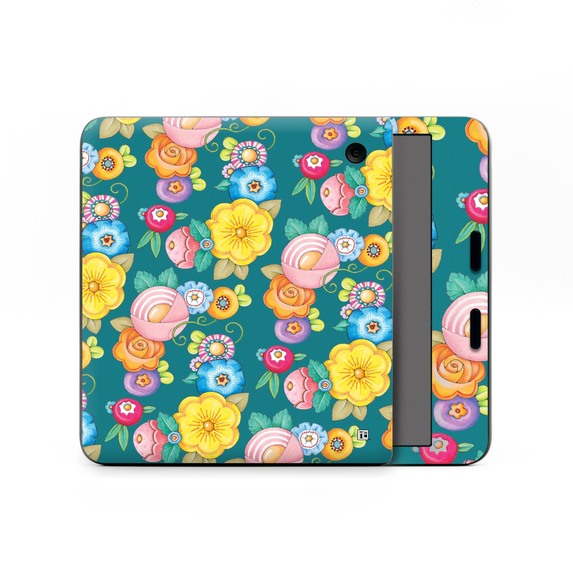 Kobo Libra Colour Skin design of Rectangle, Textile, Circle, Symmetry, Pattern, Art, Visual arts, Motif, Wrapping paper, Design, with blue, green, yellow, orange, red, white, purple colors