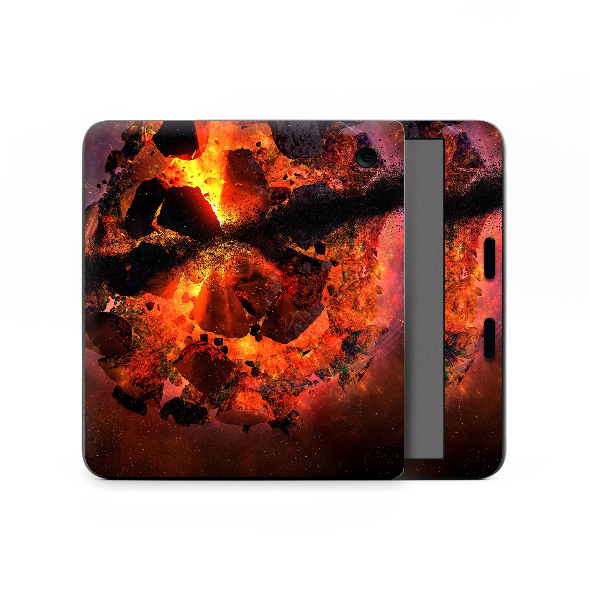 Kobo Libra Colour Skin design of Flame, Heat, Fire, Space, Atmosphere, Charcoal, Explosion, Geological phenomenon, Ash, Graphics, with black, red colors