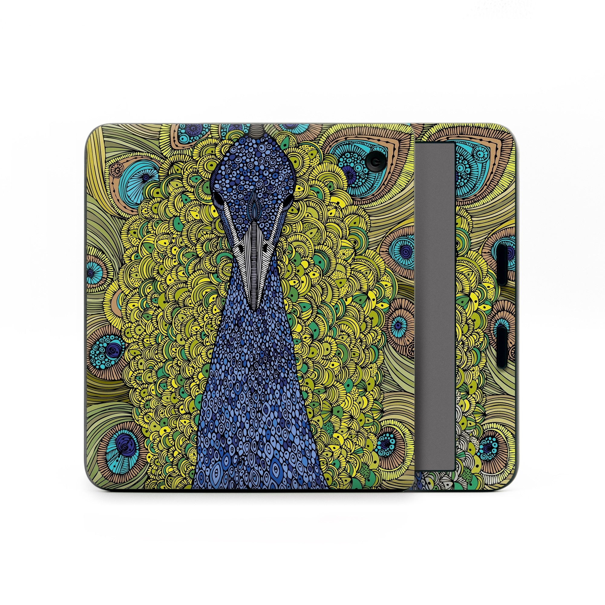 Kobo Libra Colour Skin design of Peafowl, Bird, Feather, Pattern, Art, Phasianidae, Galliformes, Design, Psychedelic art, Symmetry, with green, blue, yellow colors