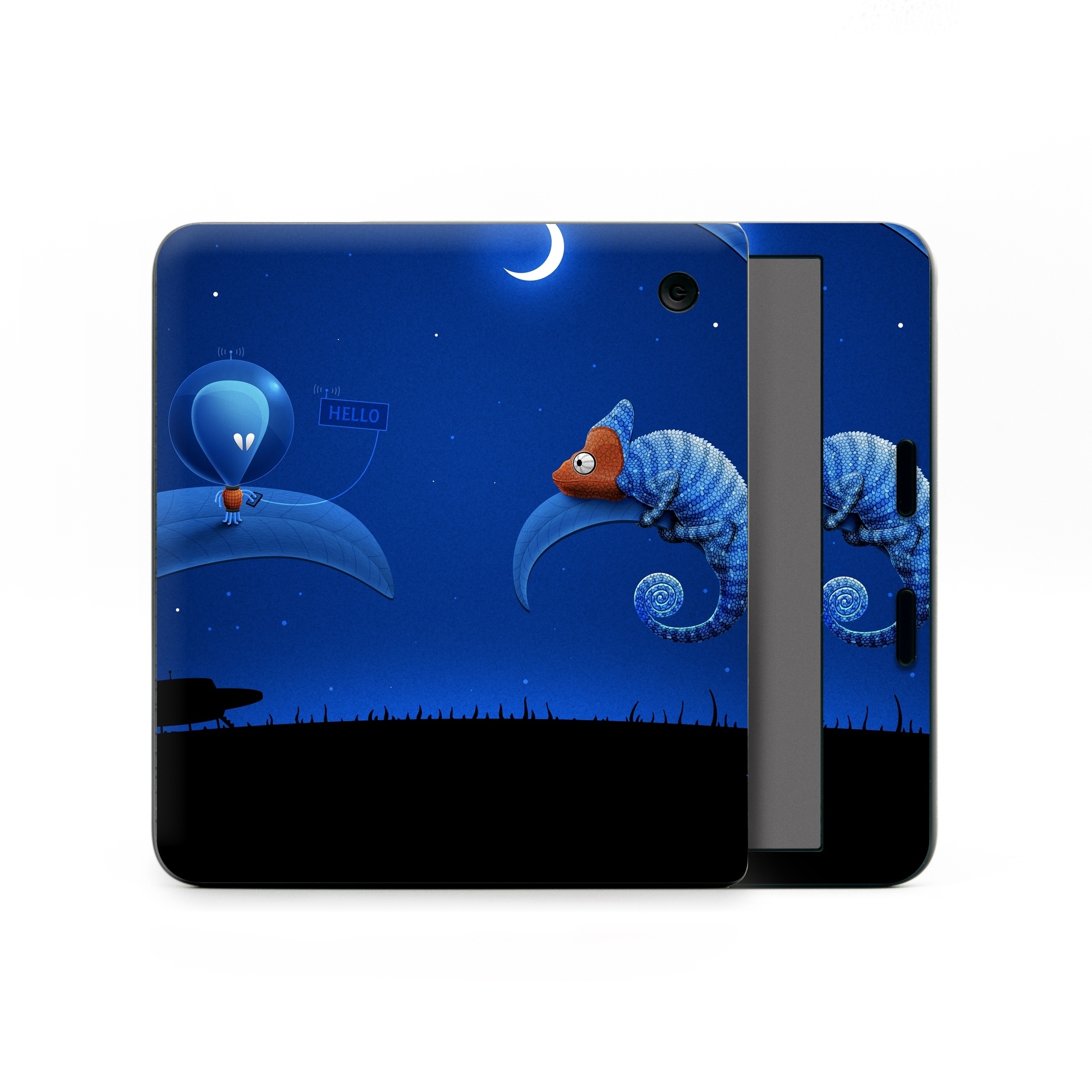 Kobo Libra Colour Skin design of Organism, Astronomical object, Space, Illustration, Night, Graphics, with black, blue, orange colors