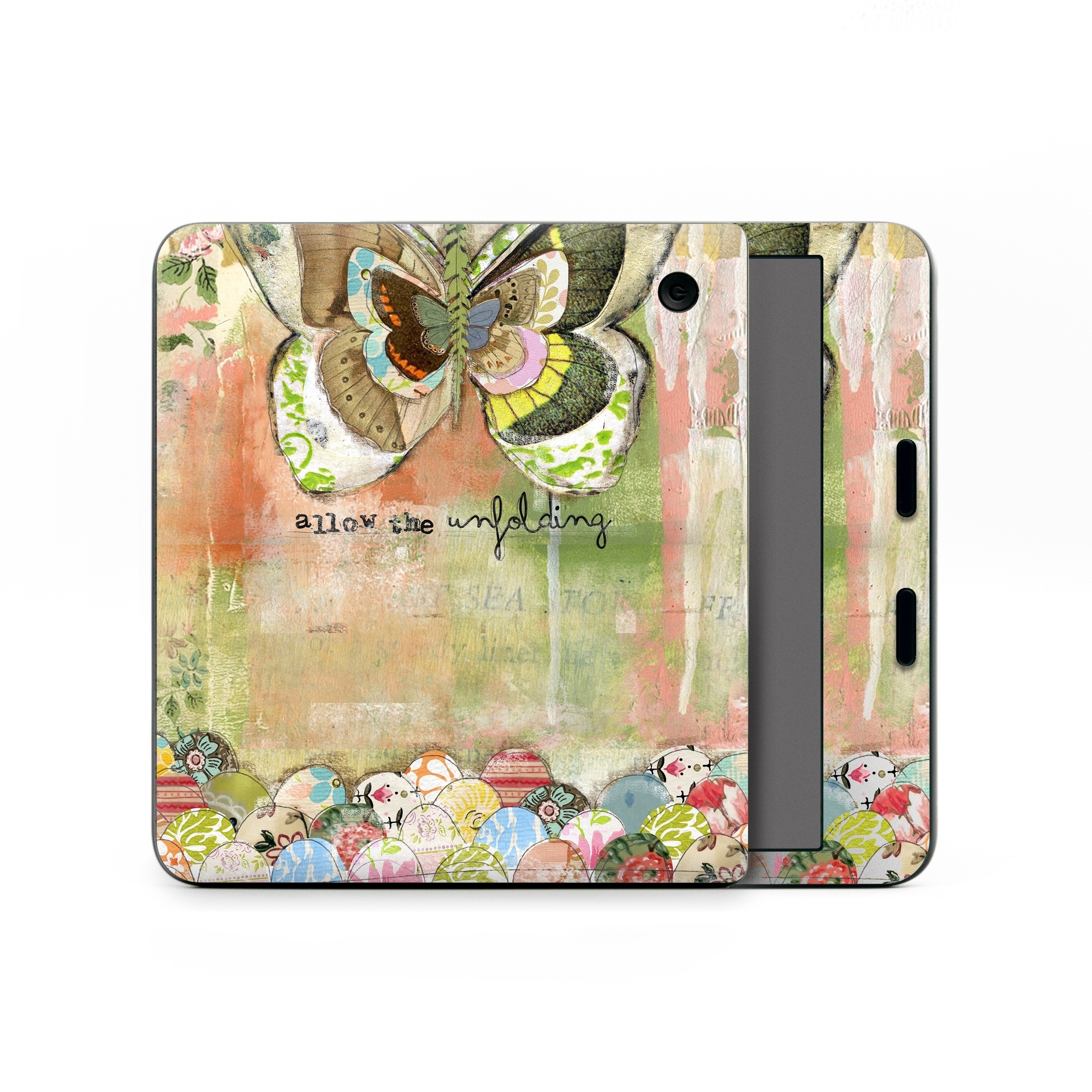 Kobo Libra Colour Skin design of Butterfly, Art, Fictional character, Pollinator, Moths and butterflies, Watercolor paint, Illustration, with green, brown, yellow, blue, pink, red colors