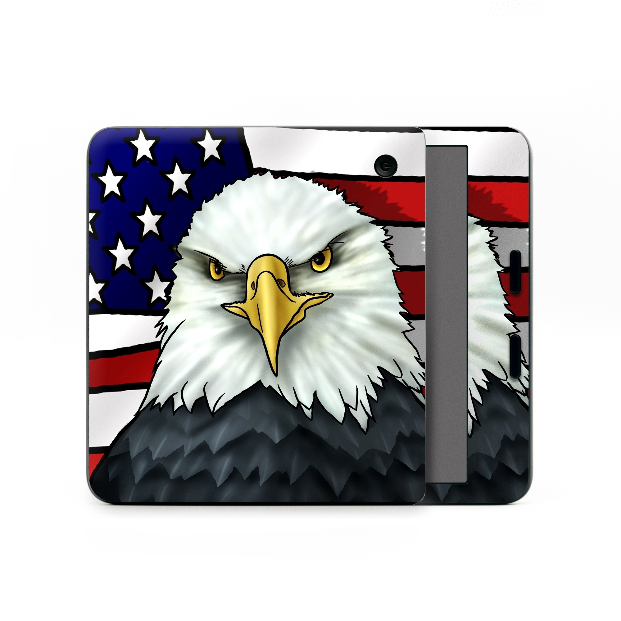 Kobo Libra Colour Skin design of Bald eagle, Eagle, Bird, Bird of prey, Accipitridae, Beak, Accipitriformes, Sea eagle, Flag, with white, gray, blue, yellow, red colors