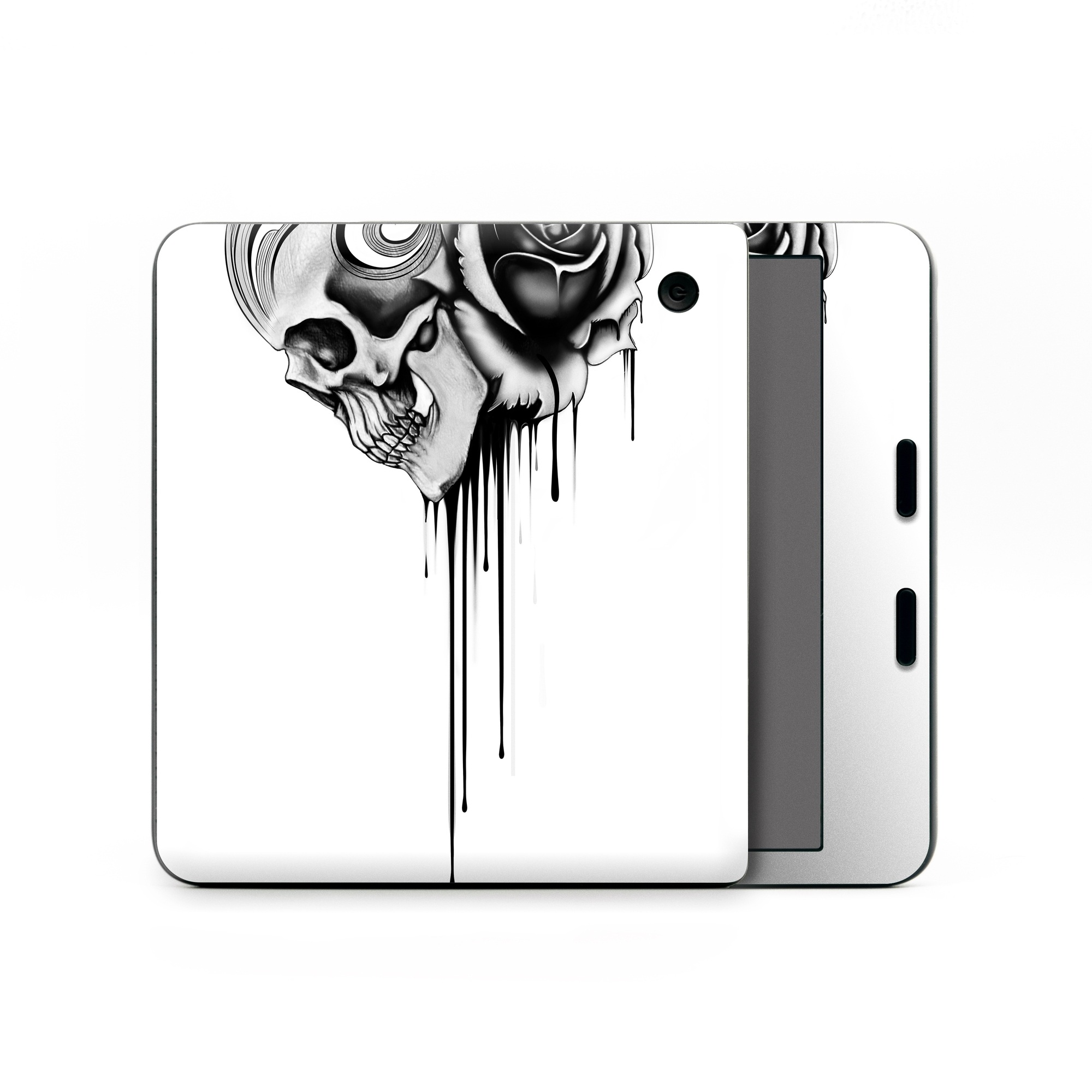 Kobo Libra Colour Skin design of Black-and-white, Illustration, Monochrome, Rose, Plant, Style, Metal, Drawing, with white, black, gray colors