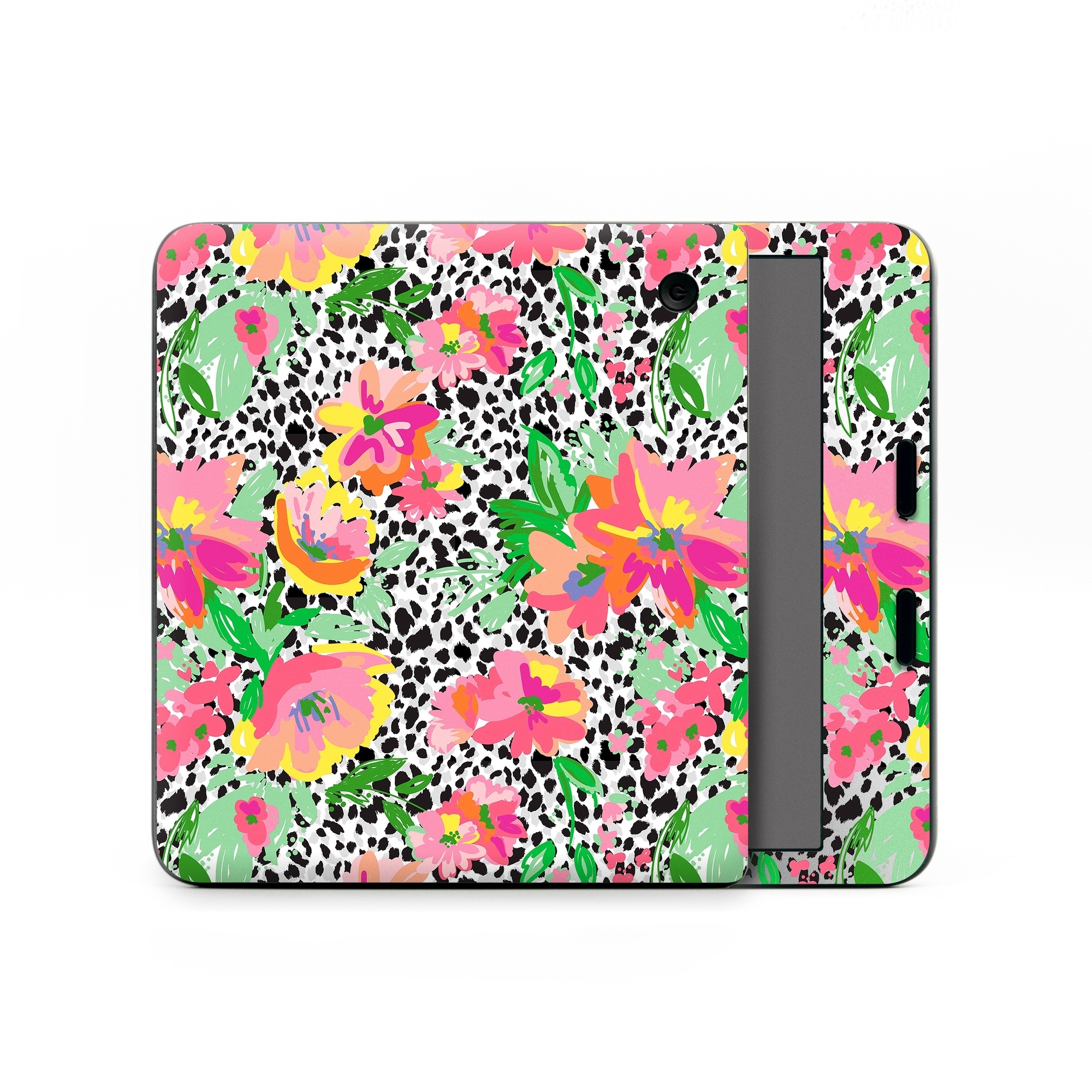 Kobo Libra Colour Skin design of Flower, Petal, Textile, Pink, Creative arts, Art, Magenta, Pattern, Plant, Symmetry, with pink, orange, yellow, purple, green, black, white colors
