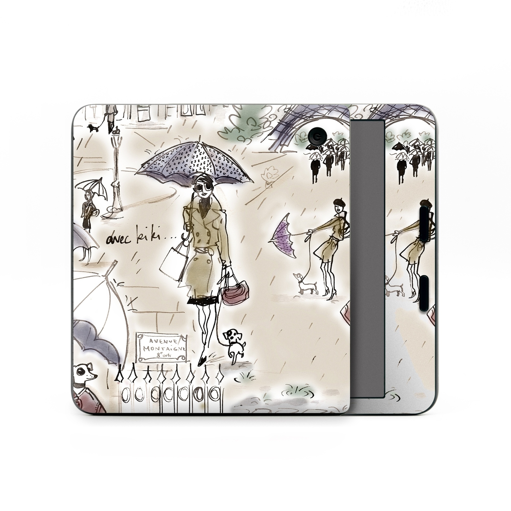 Kobo Libra Colour Skin design of Cartoon, Umbrella, Illustration, Organism, Art, Fiction, Fictional character, with brown, gray, purple colors