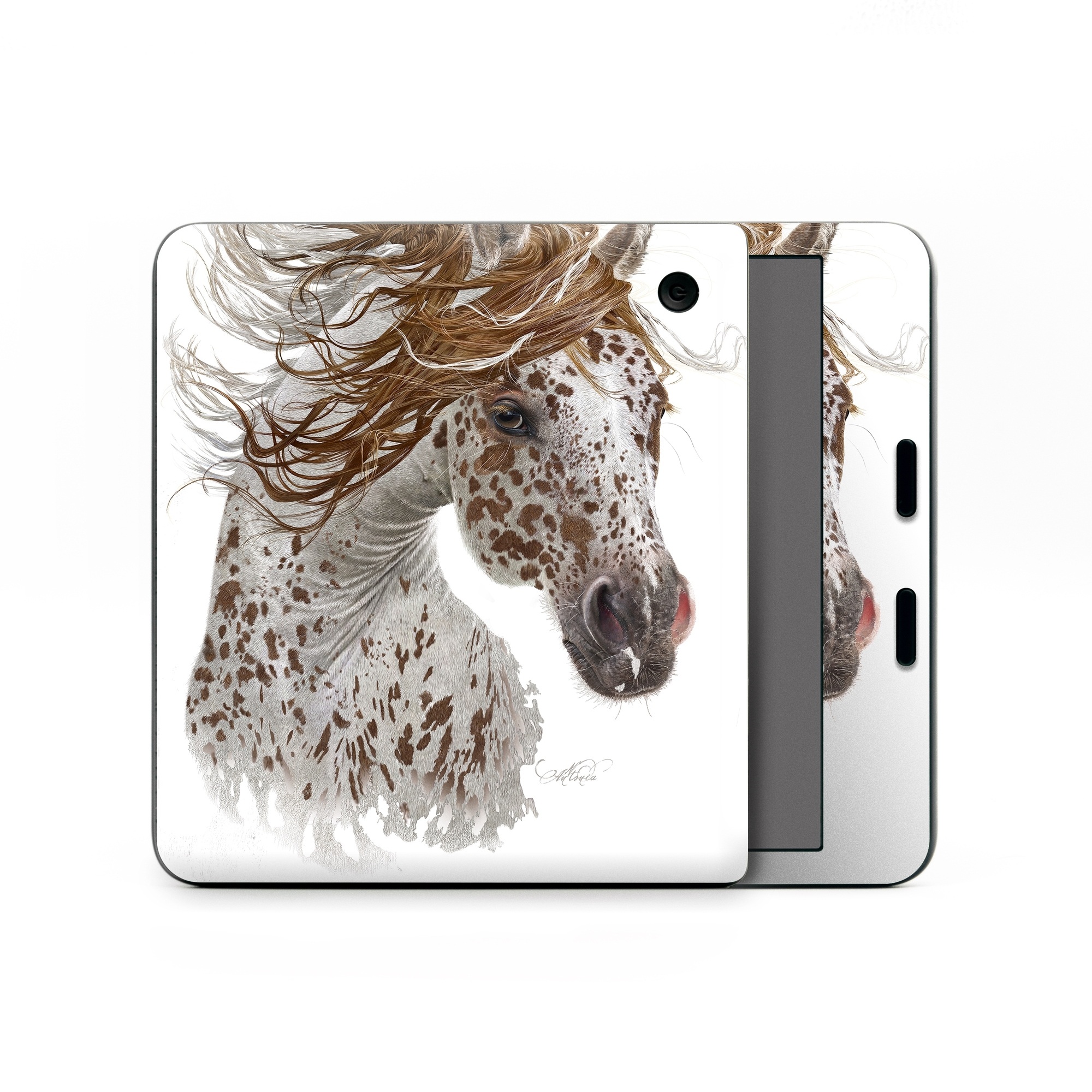 Kobo Libra Colour Skin design of Horse, Mane, Mustang horse, Illustration, Snout, Animal figure, Drawing, Stallion, Liver, Mare, with white, brown colors