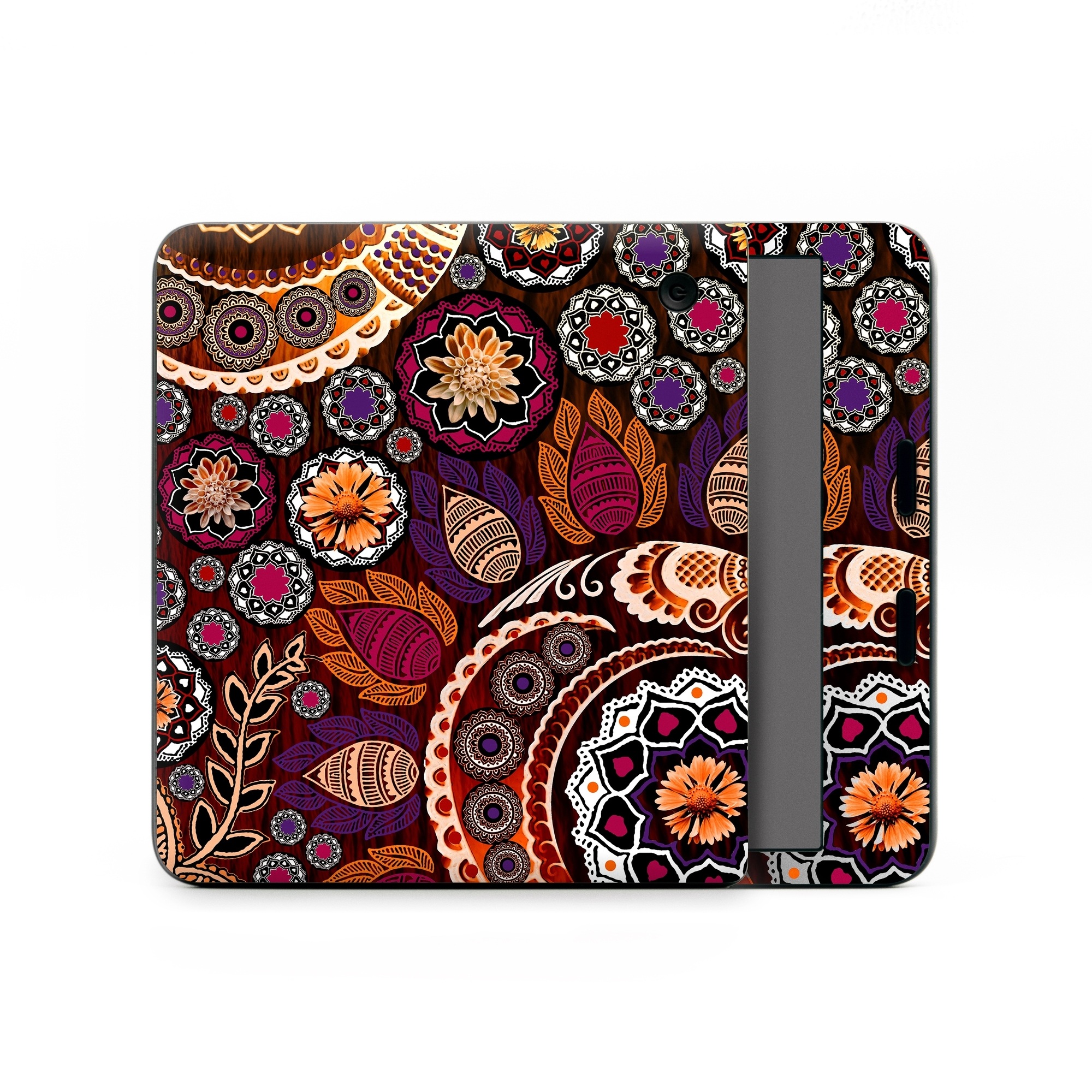 Kobo Libra Colour Skin design of Pattern, Motif, Visual arts, Design, Art, Floral design, Textile, Paisley, Tapestry, Circle, with brown, purple, red, white, black colors