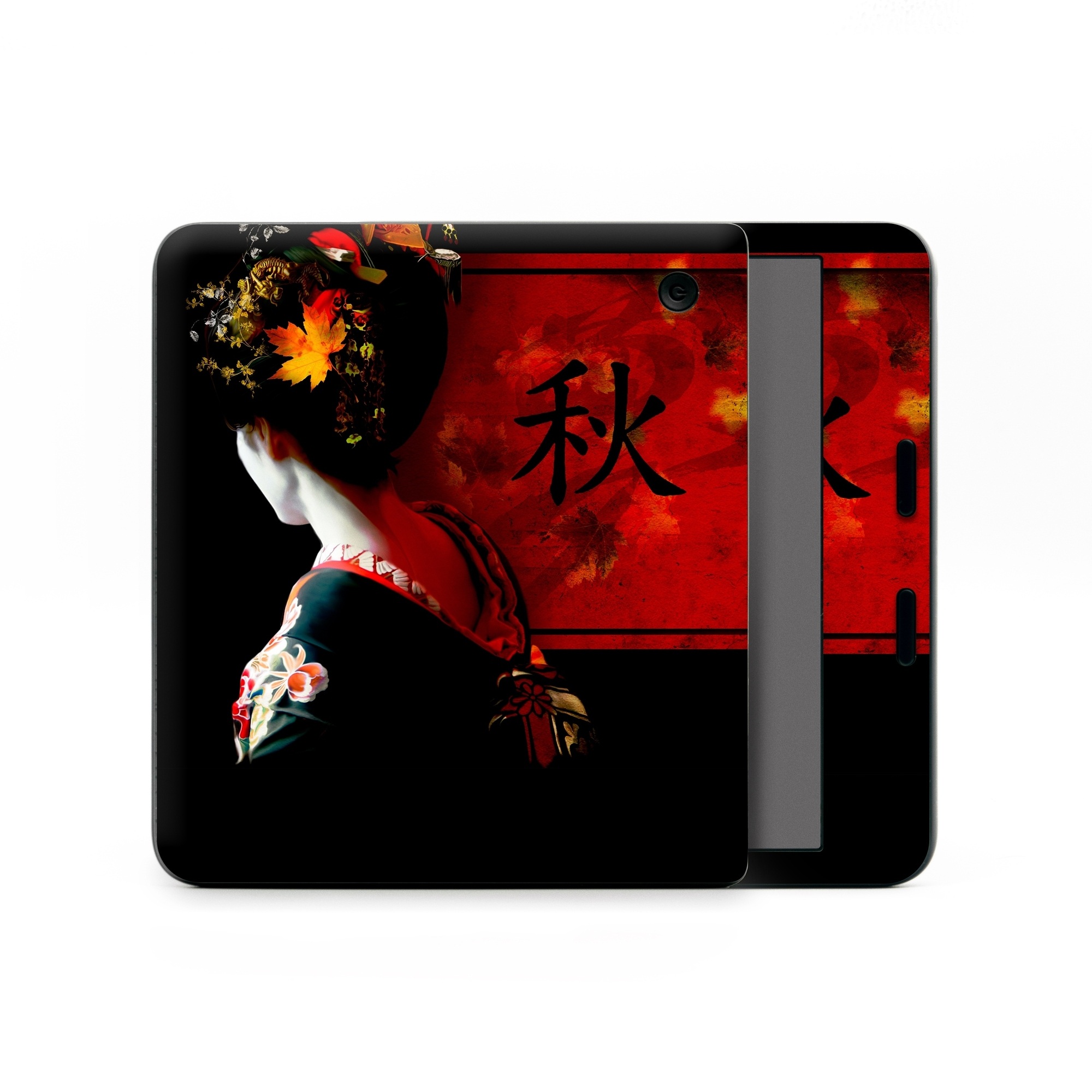 Kobo Libra Colour Skin design of Geisha, Red, Flower, Plant, Headgear, Photography, Peking opera, Costume, Headpiece, Art, with black, red, orange, yellow, white colors