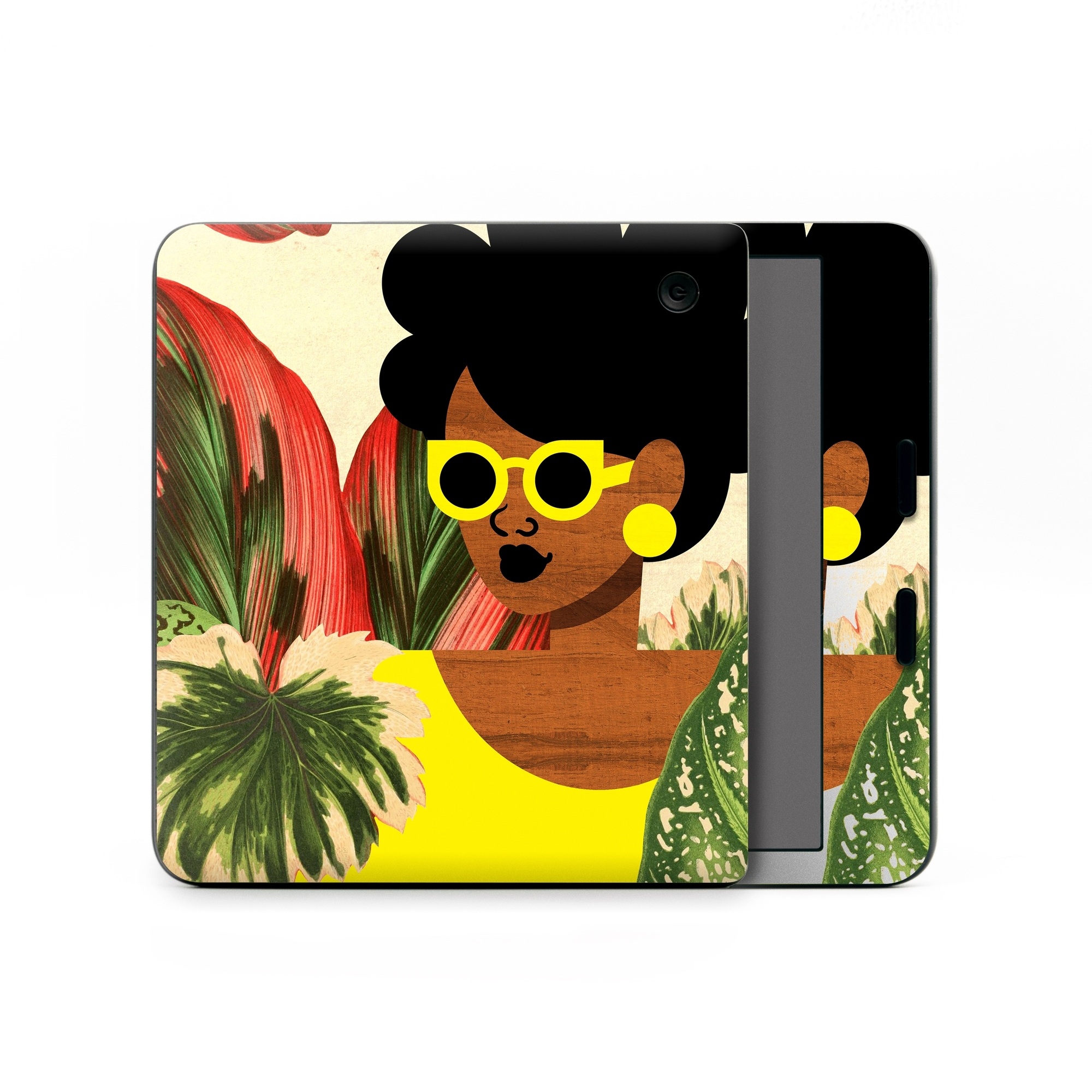 Kobo Libra Colour Skin design of Illustration, Plant, Botany, Organism, Leaf, Art, Animation, Grass, Flower, Perennial plant, with green, black, brown, yellow, red colors
