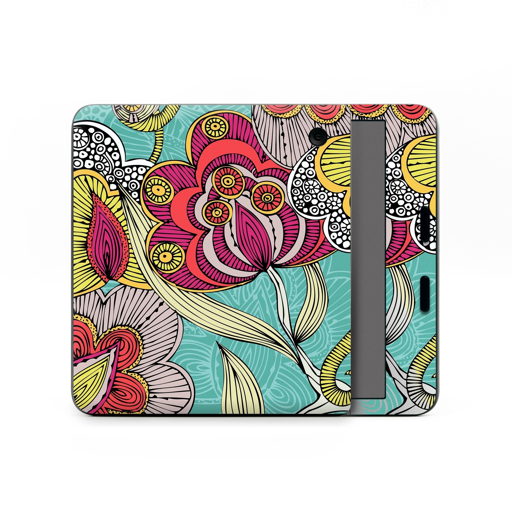 Kobo Libra Colour Skin design of Pattern, Visual arts, Motif, Floral design, Design, Art, Plant, Flower, Organism, Textile, with red, yellow, blue, gray, pink colors