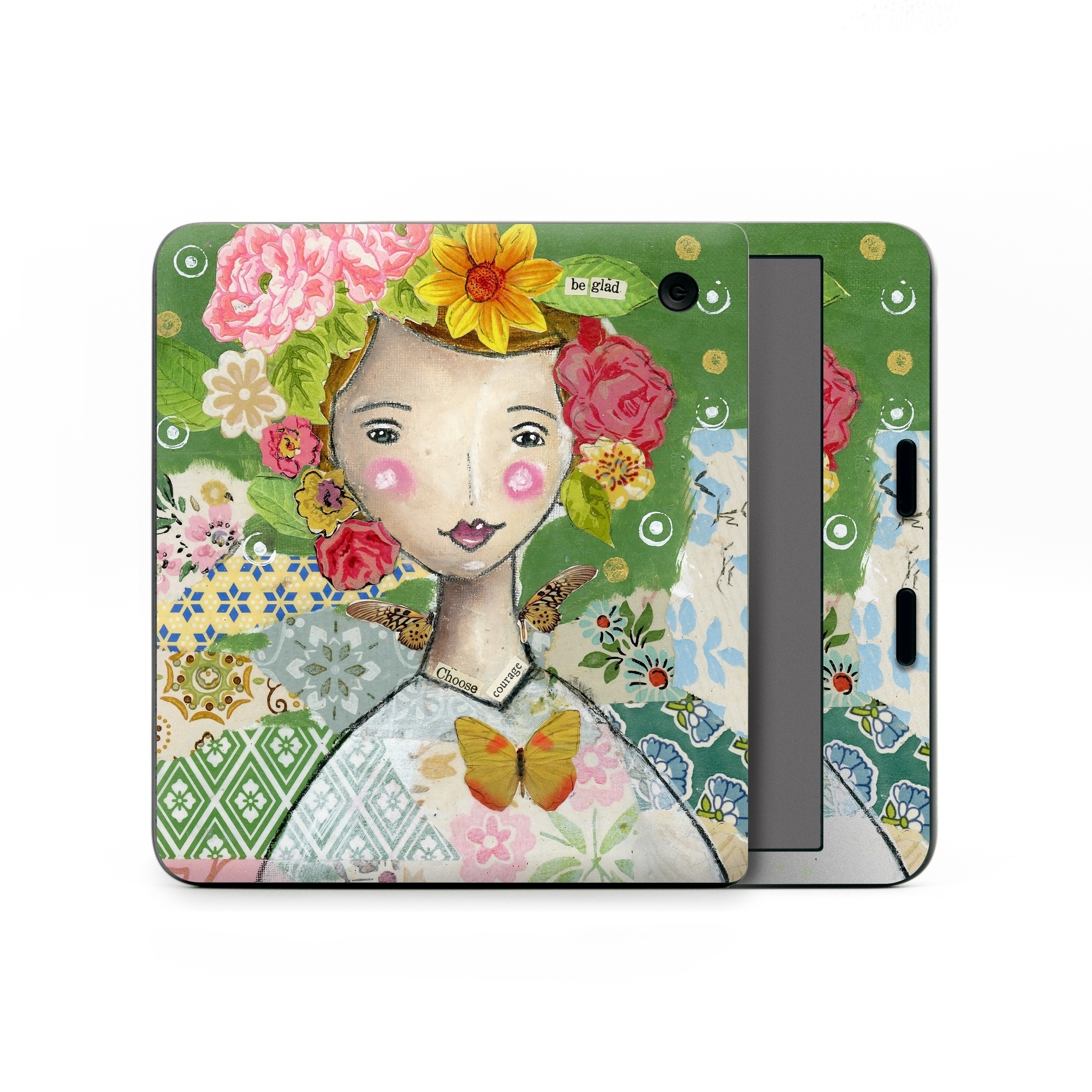 Kobo Libra Colour Skin design of Watercolor paint, Illustration, Art, Painting, Plant, Flower, Visual arts, Paint, Child art, Acrylic paint, with green, pink, red, orange, white, blue, brown colors