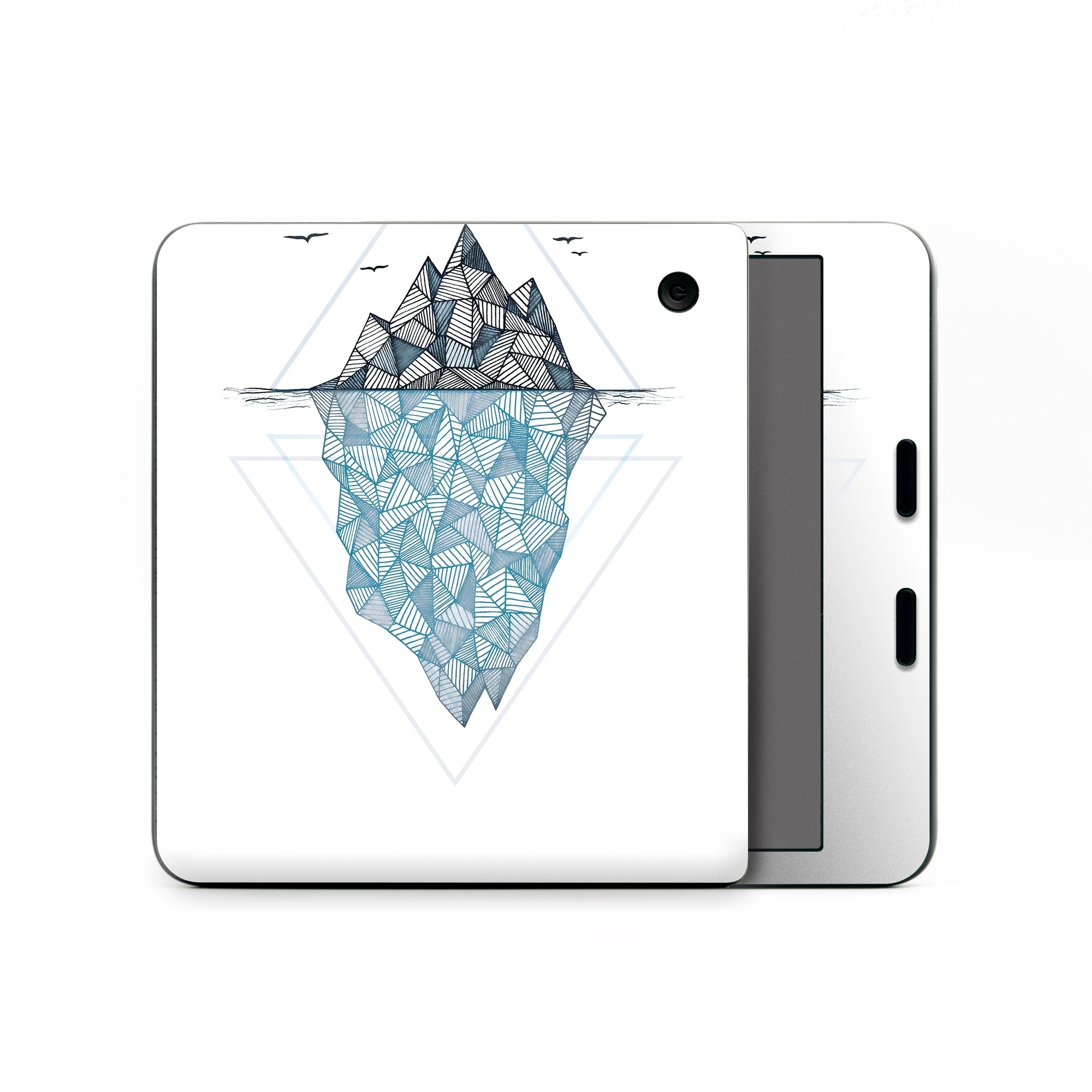 Kobo Libra Colour Skin design of Line, Illustration, Design, Symmetry, Pattern, Triangle, Art, with white, black, gray, blue colors