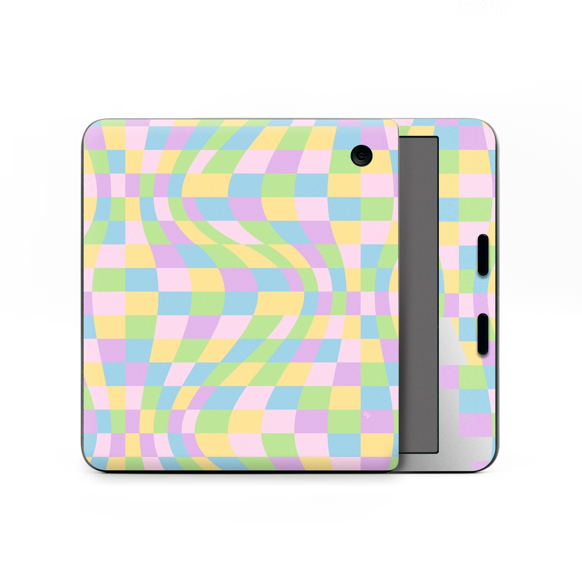 Kobo Libra Colour Skin design of Rectangle, Azure, Textile, Art, Painting, Violet, Pink, Font, Aqua, Material property, with pink, yellow, purple, blue, green colors