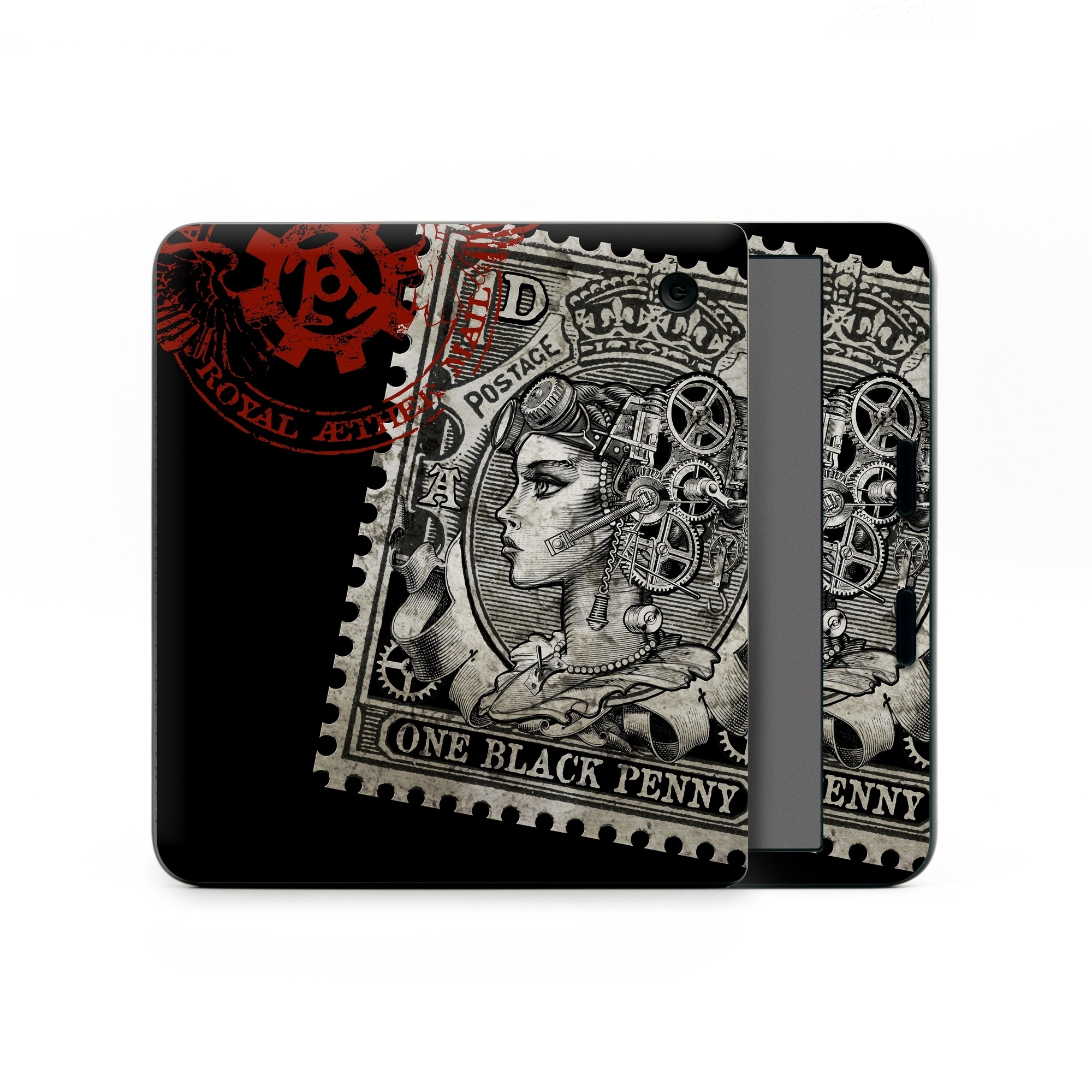 Kobo Libra Colour Skin design of Font, Postage stamp, Illustration, Drawing, Art, with black, gray, red colors