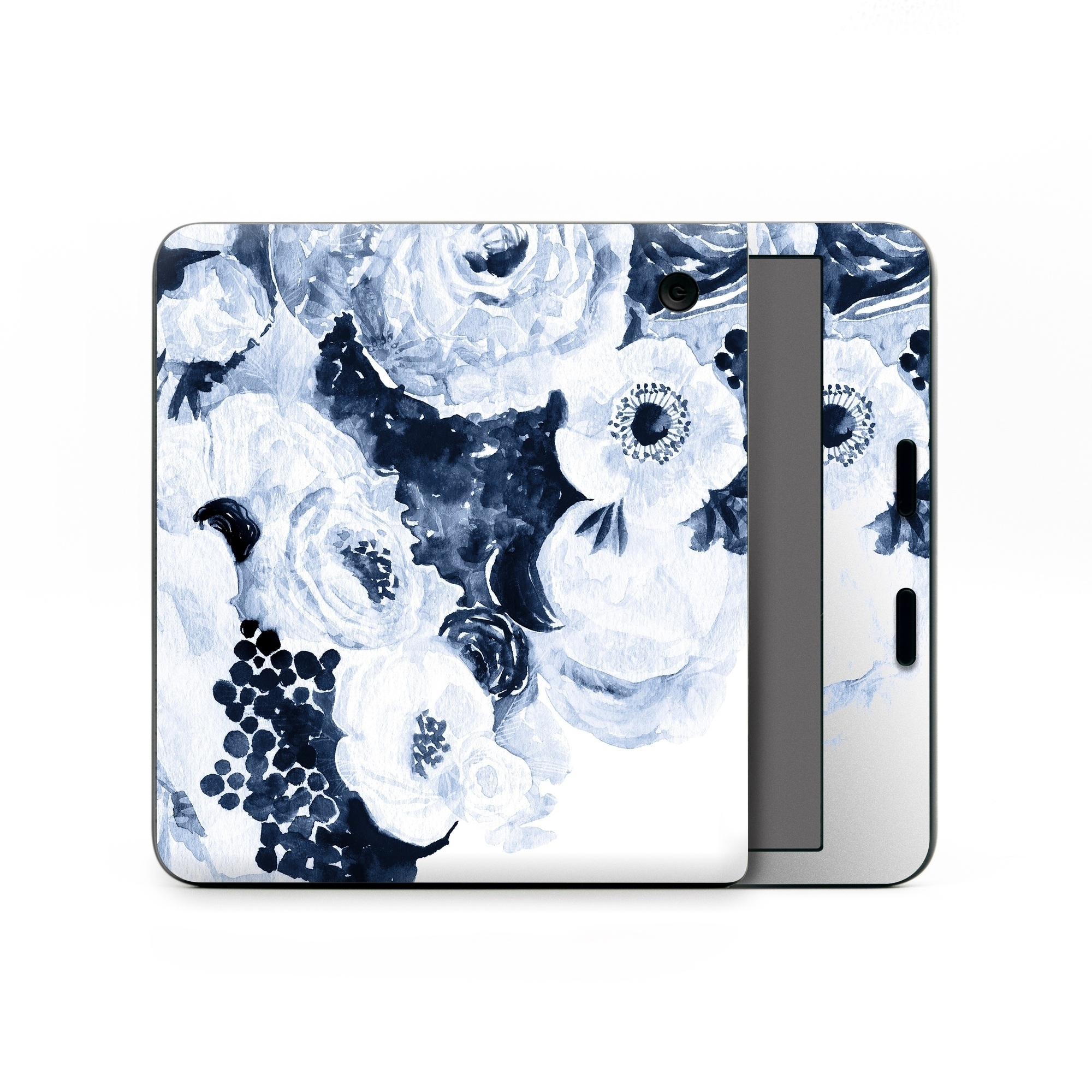 Kobo Libra Colour Skin design of White, Flower, Cut flowers, Garden roses, Plant, Bouquet, Rose, Black-and-white, Rose family, Still life, with white, blue colors