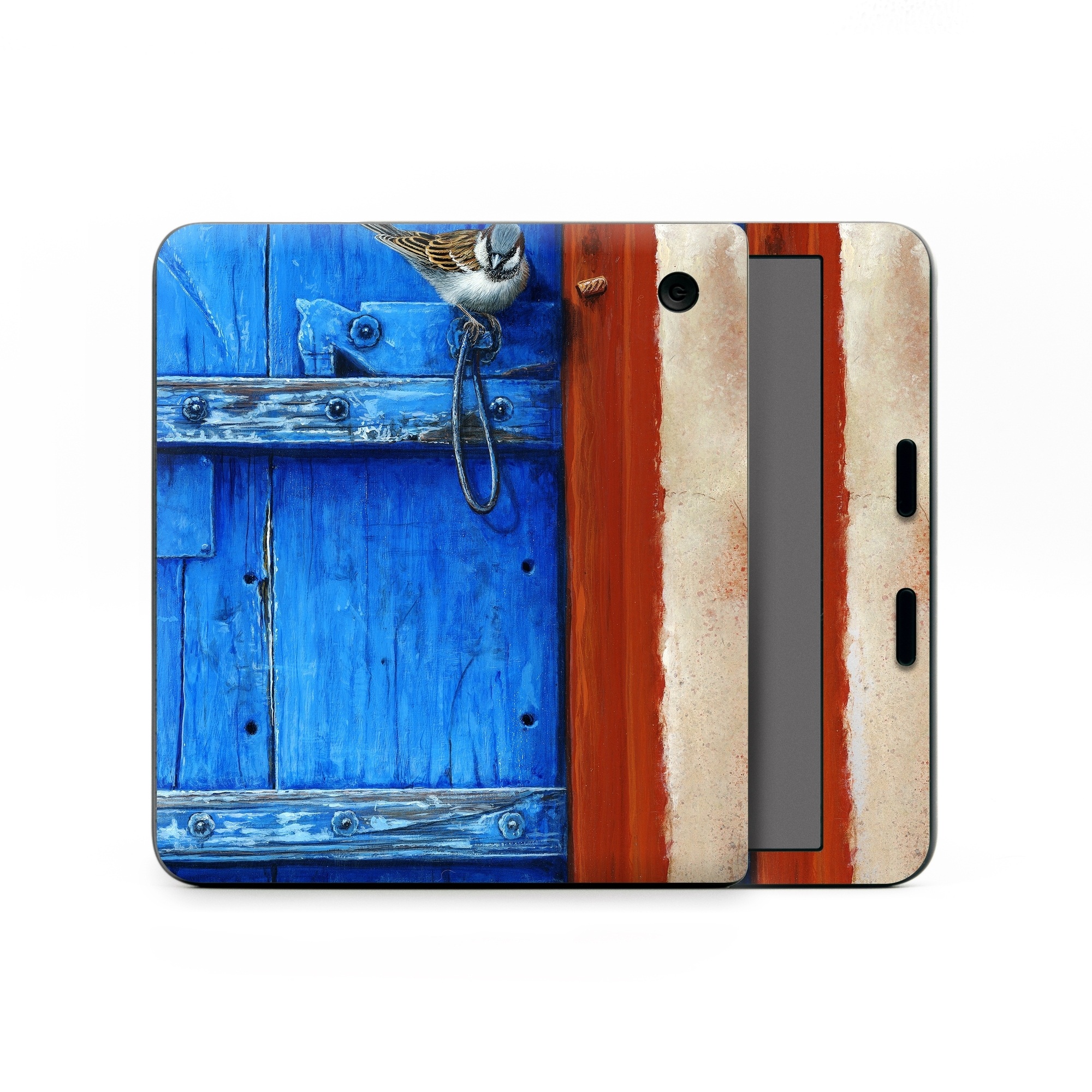 Kobo Libra Colour Skin design of Blue, Wood, Door handle, Door, Wall, Door knocker, Electric blue, Still life photography, Window, Handle, with red, blue, brown colors