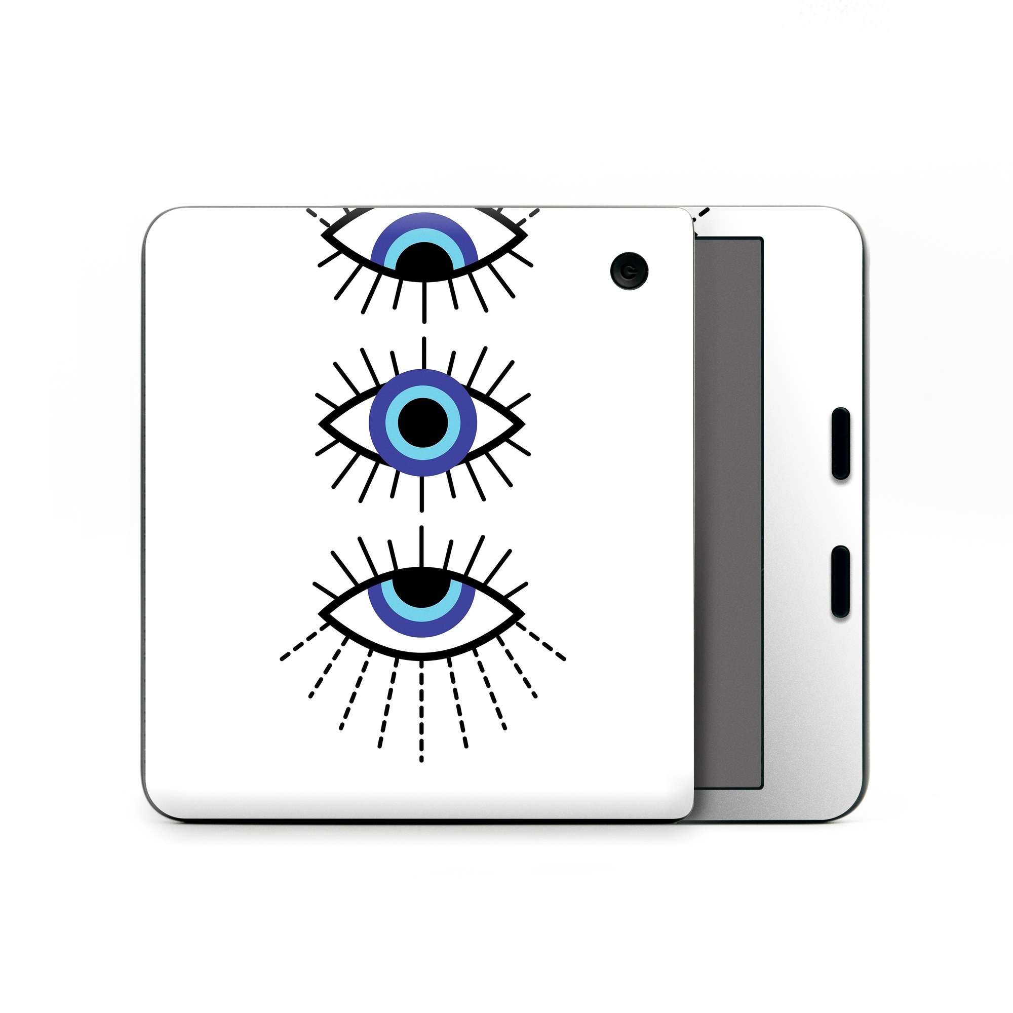 Kobo Libra Colour Skin design of Eyebrow, Eyelash, Iris, Art, Font, Circle, Electric blue, Symmetry, Illustration, Graphics, with black, white, blue, purple colors