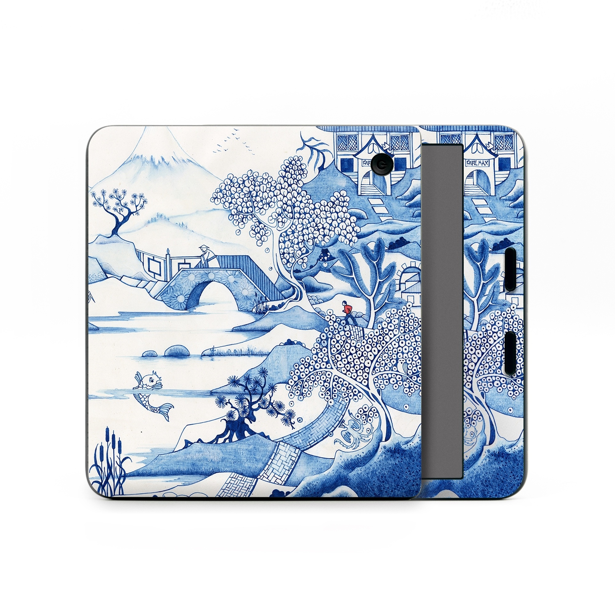Kobo Libra Colour Skin design of Blue, Blue and white porcelain, Winter, Christmas eve, Illustration, Snow, World, Art, with blue, white colors