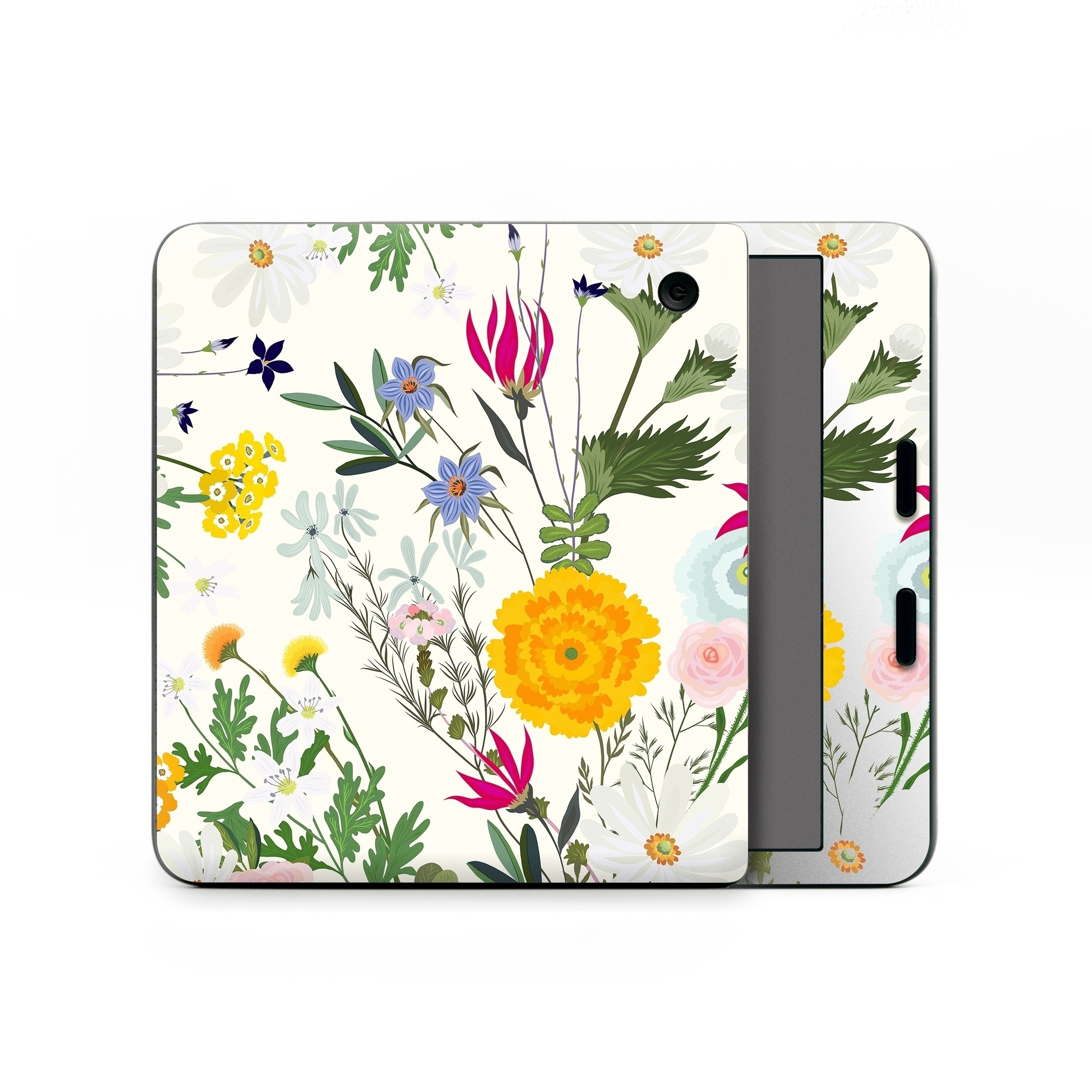 Kobo Libra Colour Skin design of Flower, Wildflower, chamomile, Floral design, Plant, camomile, Botany, Clip art, Cut flowers, Daisy, with white, green, pink, orange, yellow, red colors