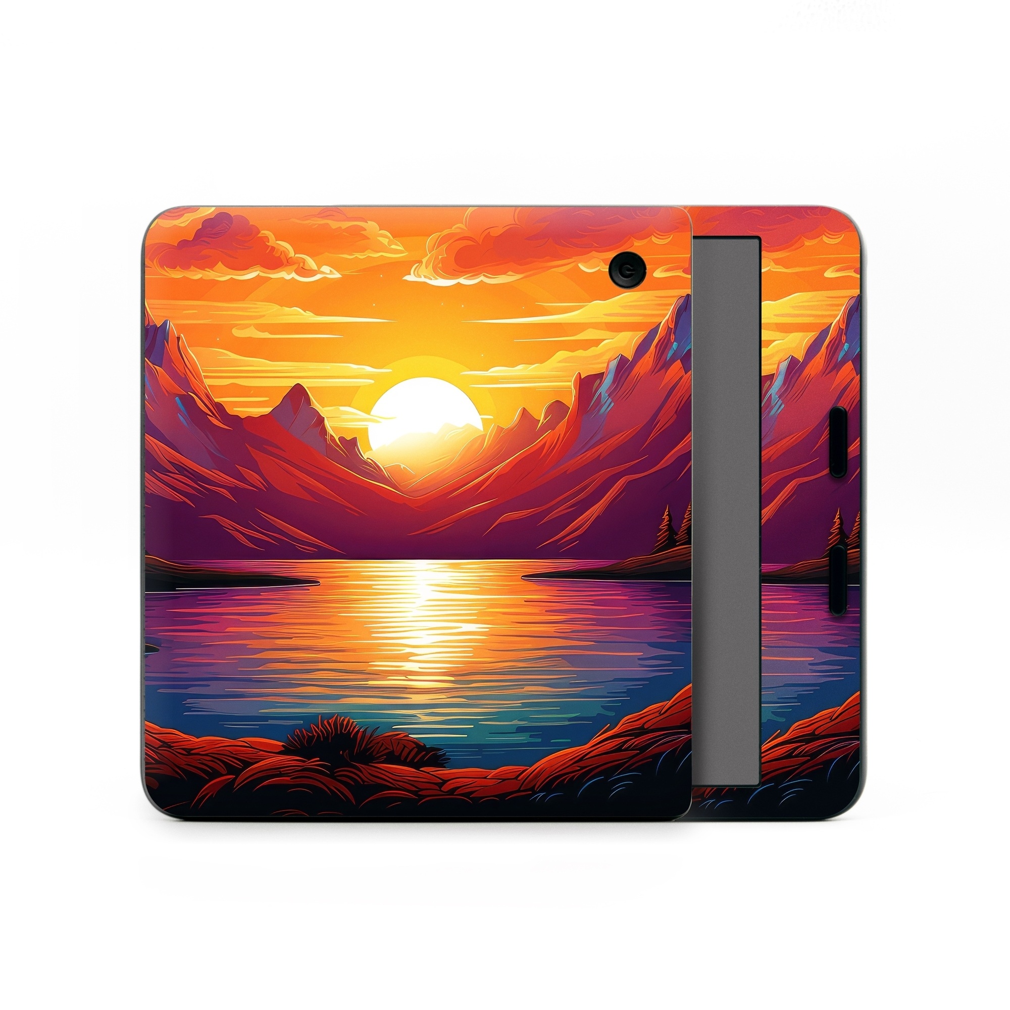 Kobo Libra Colour Skin design of Water, Cloud, Sky, Ecoregion, Afterglow, Light, World, Nature, Natural landscape, Mountain, with red, orange, yellow, blue, purple colors