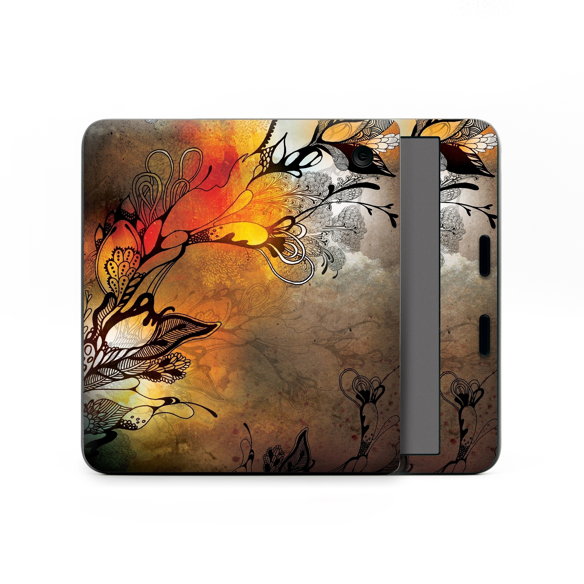 Kobo Libra Colour Skin design of Yellow, Orange, Art, Branch, Leaf, Graphic design, Visual arts, Pattern, Design, Modern art, with black, red, orange, yellow colors