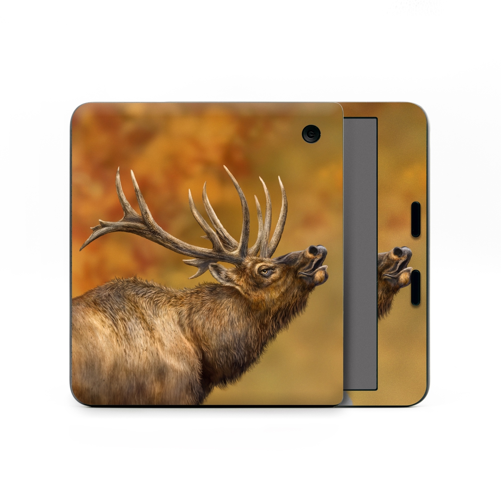 Kobo Libra Colour Skin design of Head, Deer, Natural material, Barren ground Caribou, Fawn, Terrestrial animal, Horn, Elk, Snout, Reindeer, with brown, black, orange, yellow, gray colors