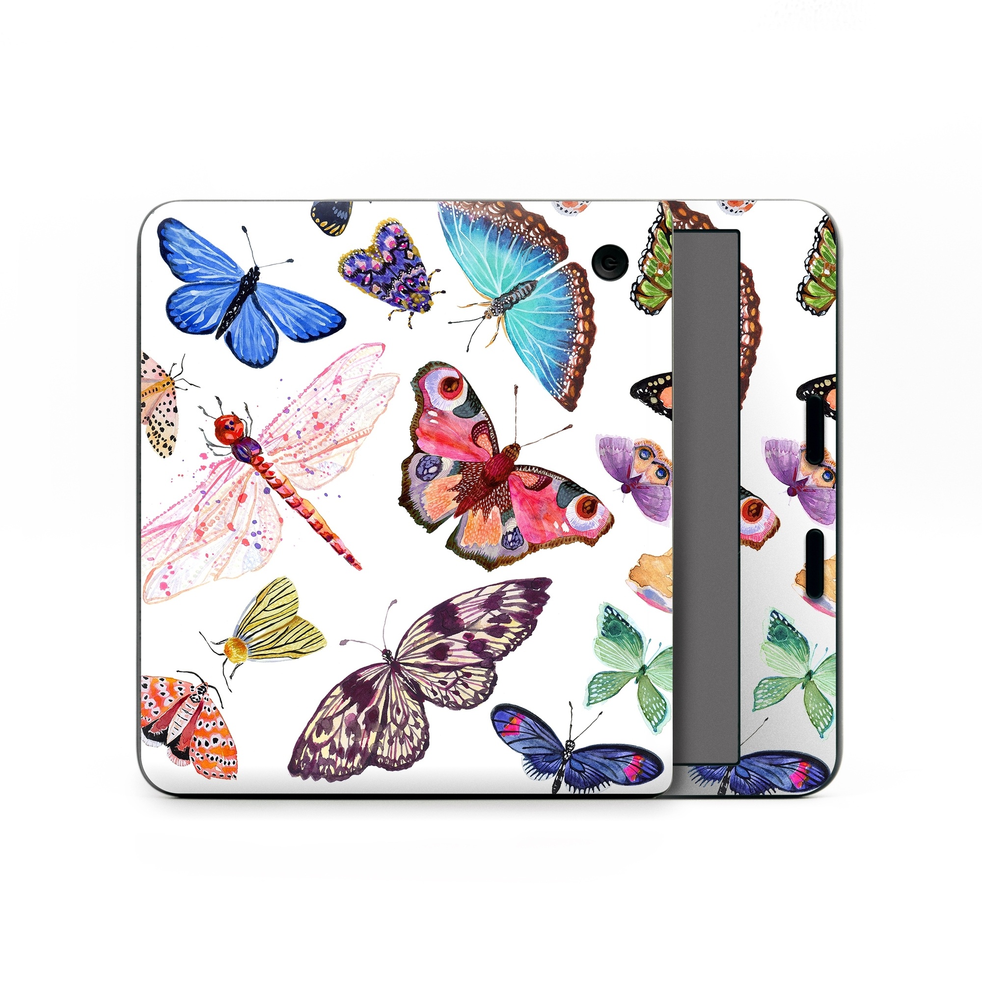 Kobo Libra Colour Skin design of Butterfly, Pollinator, Insect, Arthropod, Organism, Moths and butterflies, Art, Symmetry, Wing, Illustration, with white, blue, green, red, yellow, orange, pink, brown, purple colors
