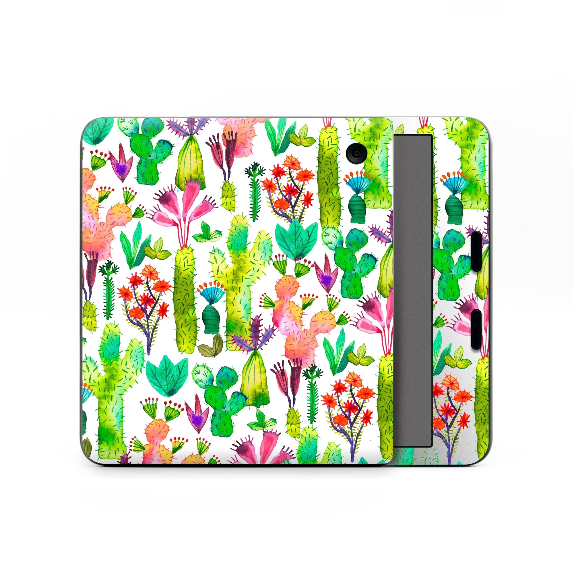 Kobo Libra Colour Skin design of Pattern, Floral design, Plant, Wildflower, Wrapping paper, with white, green, red, purple, pink, black colors
