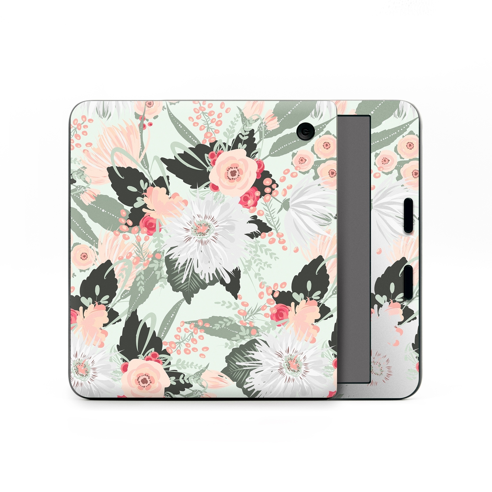 Kobo Libra Colour Skin design of Pattern, Pink, Floral design, Design, Textile, Wrapping paper, Plant, Peach, Flower, with green, red, white, pink colors