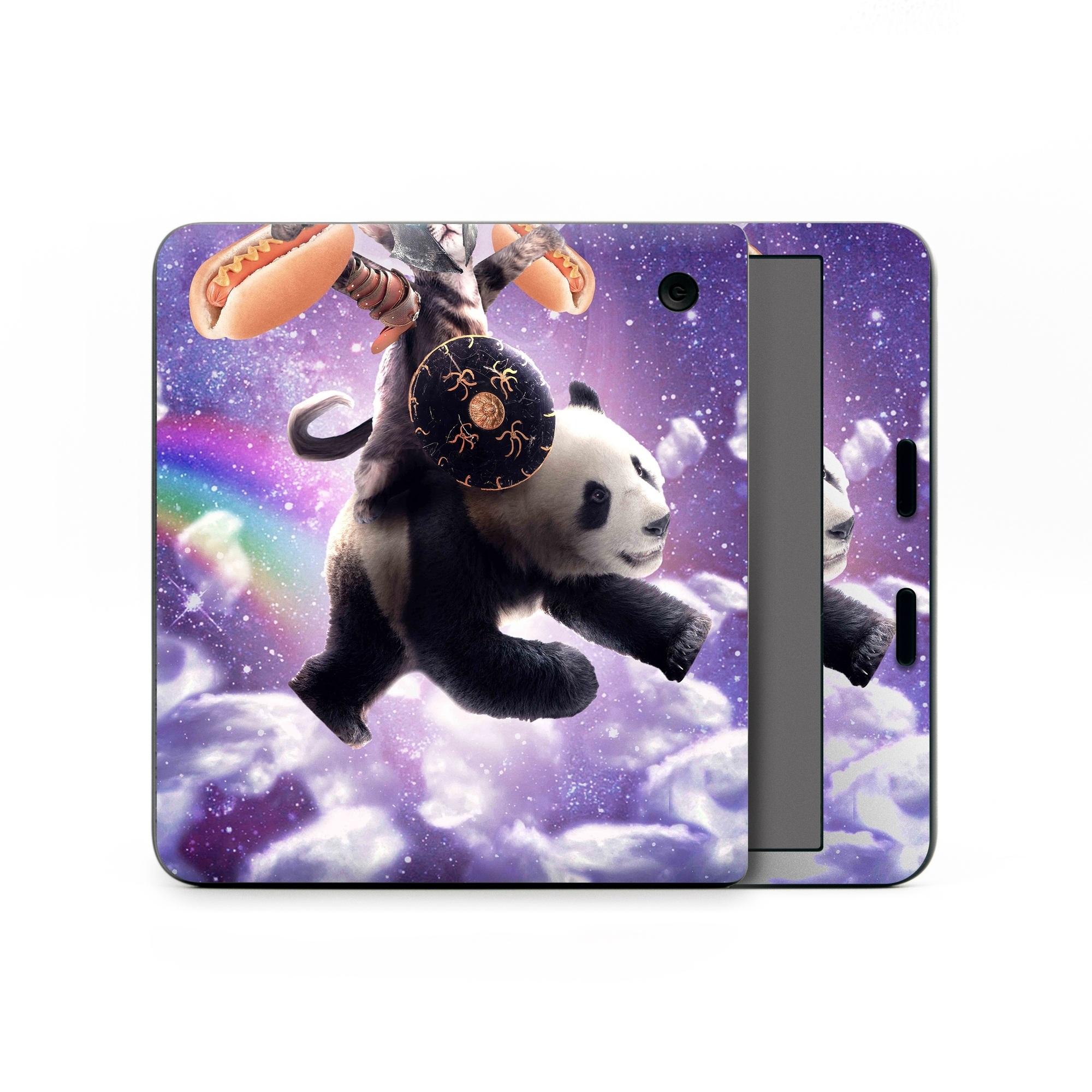 Kobo Libra Colour Skin design of Bear, Illustration, Outer space, Animated cartoon, Graphic design, Teddy bear, Space, Sky, Graphics, Fictional character, with black, white, blue, brown, gray, red, yellow, green, pink colors