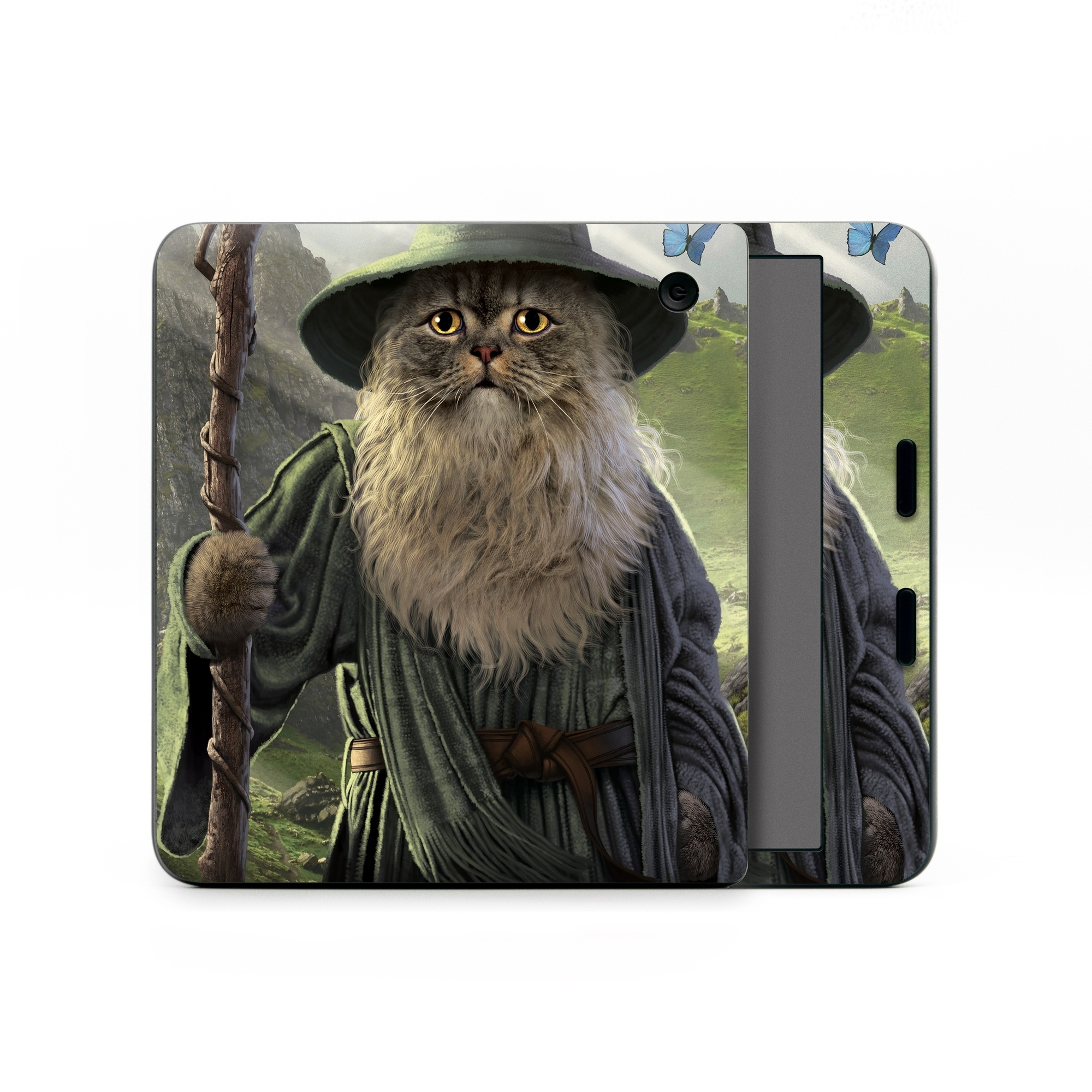 Kobo Libra Colour Skin design of Beard, Facial hair, Illustration, Mythology, Magician, Fictional character, Cg artwork, Games, Art, with green, gray, brown, blue, green, white, yellow, black colors