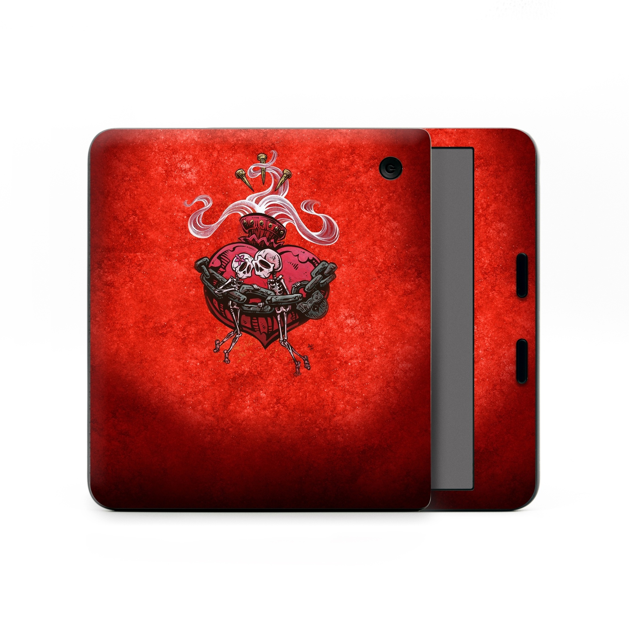 Kobo Libra Colour Skin design of Orange, Art, Font, Sleeve, Tints and shades, Symbol, Pattern, Logo, Magenta, Graphics, with black, red, white, gray colors