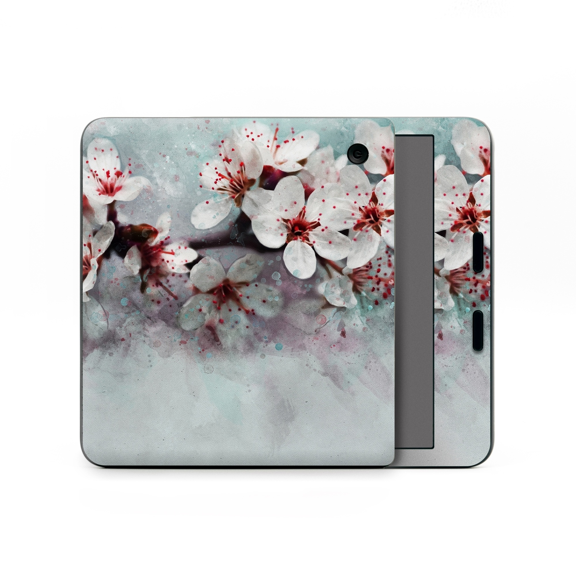 Kobo Libra Colour Skin design of Blossom, Flower, Cherry blossom, Watercolor paint, Plant, Spring, Pink, Petal, Branch, Painting, with white, gray, red, pink, purple, blue colors