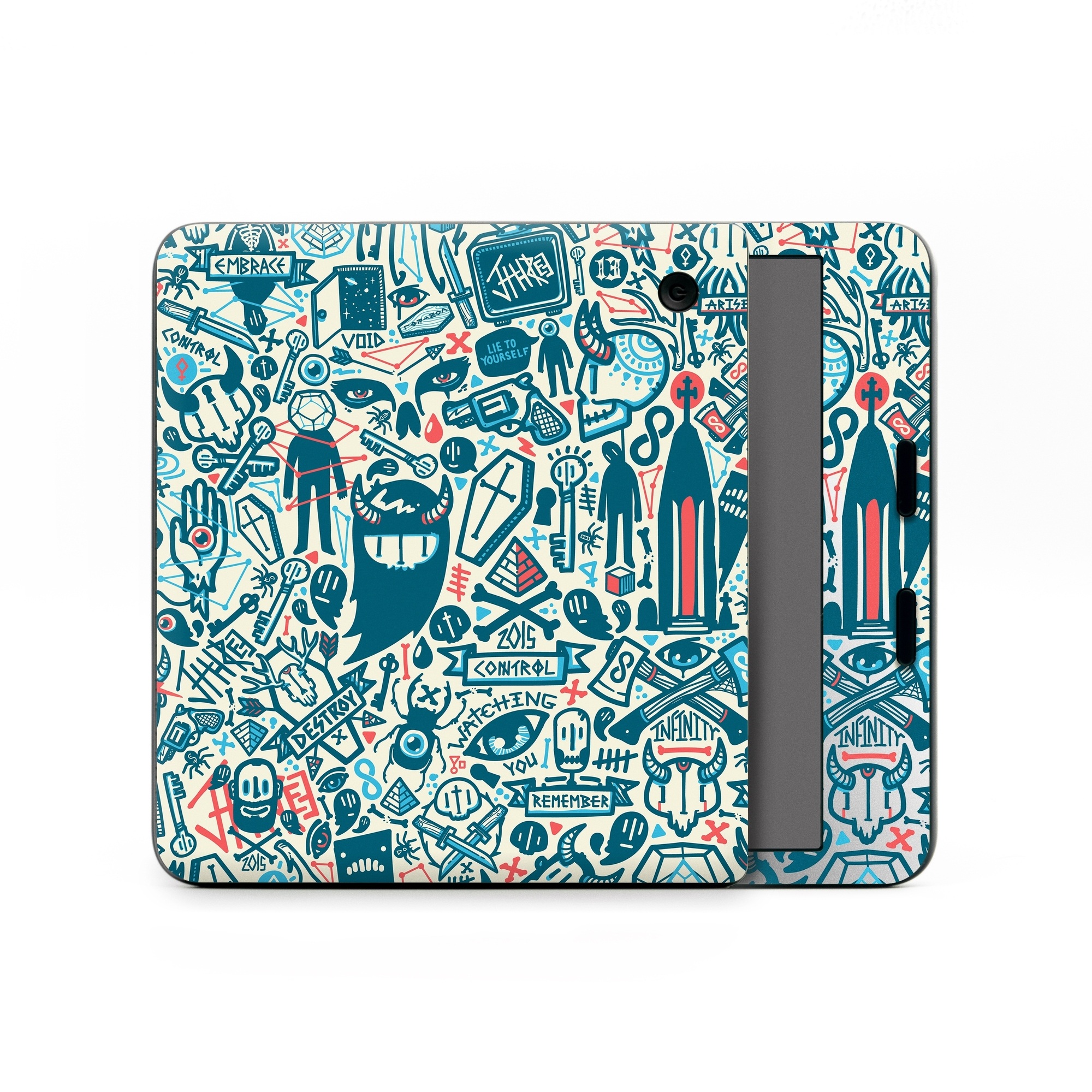 Kobo Libra Colour Skin design of Pattern, Psychedelic art, Turquoise, Art, Design, Visual arts, Line, Drawing, Doodle, Graphic design, with white, green, blue, red colors