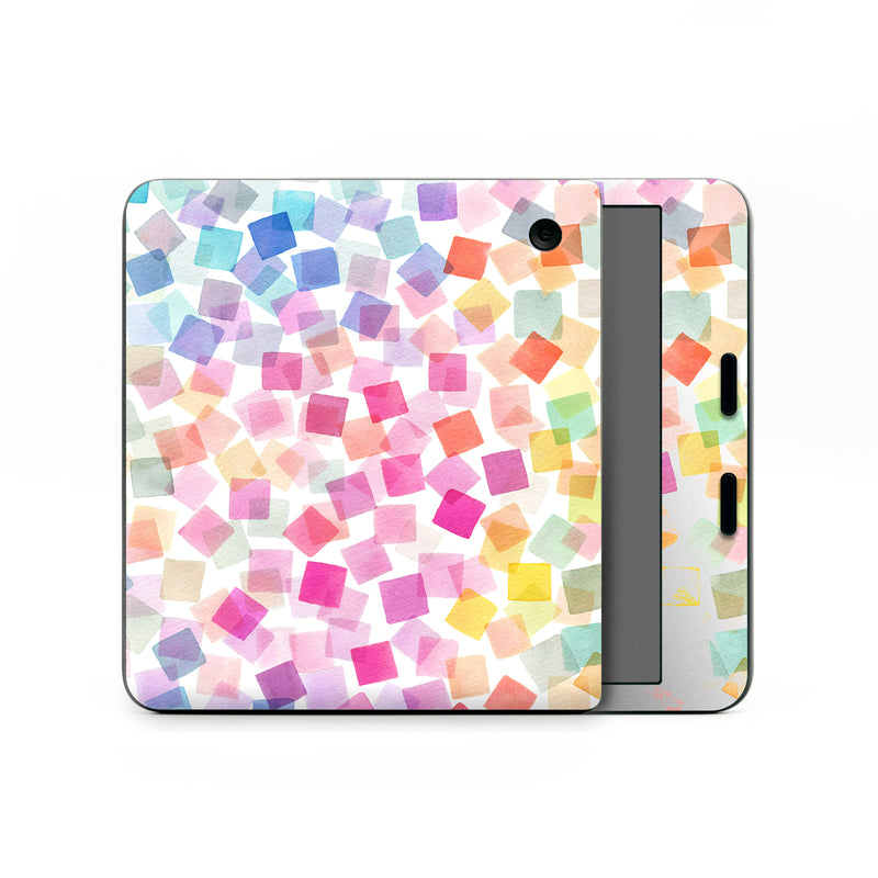 Kobo Libra Colour Skin design of Pink, Orange, Wrapping Paper, Art Paper, Pattern, Triangle, with white, pink, red, orange, yellow, blue, green, purple colors