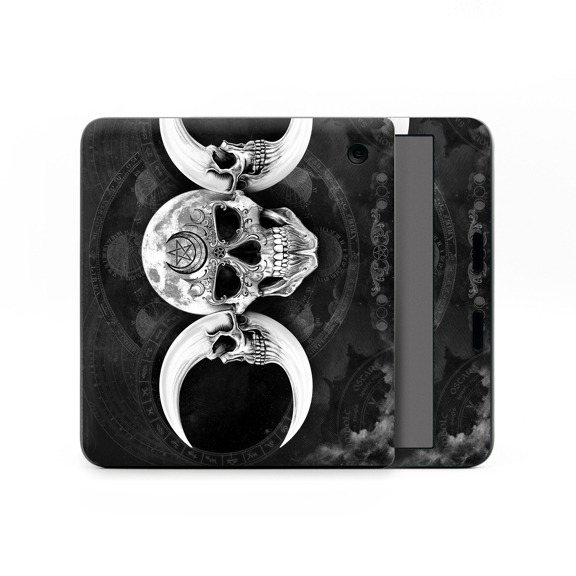 Kobo Libra Colour Skin design of Bone, Skull, Darkness, Monochrome, Black-and-white, Circle, Symmetry, Visual Arts, Illustration, Skeleton, Drawing, with black, white, gray colors