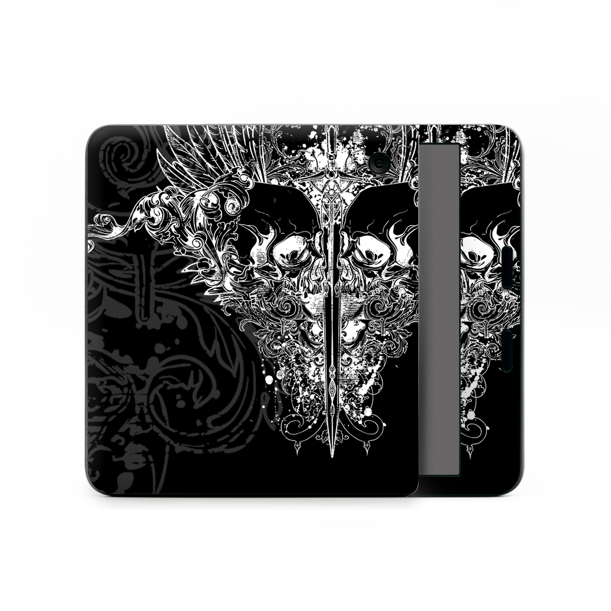 Kobo Libra Colour Skin design of Illustration, Art, Design, Monochrome, Graphic design, Pattern, Fictional character, Skull, Black-and-white, Graphics, with black, gray colors