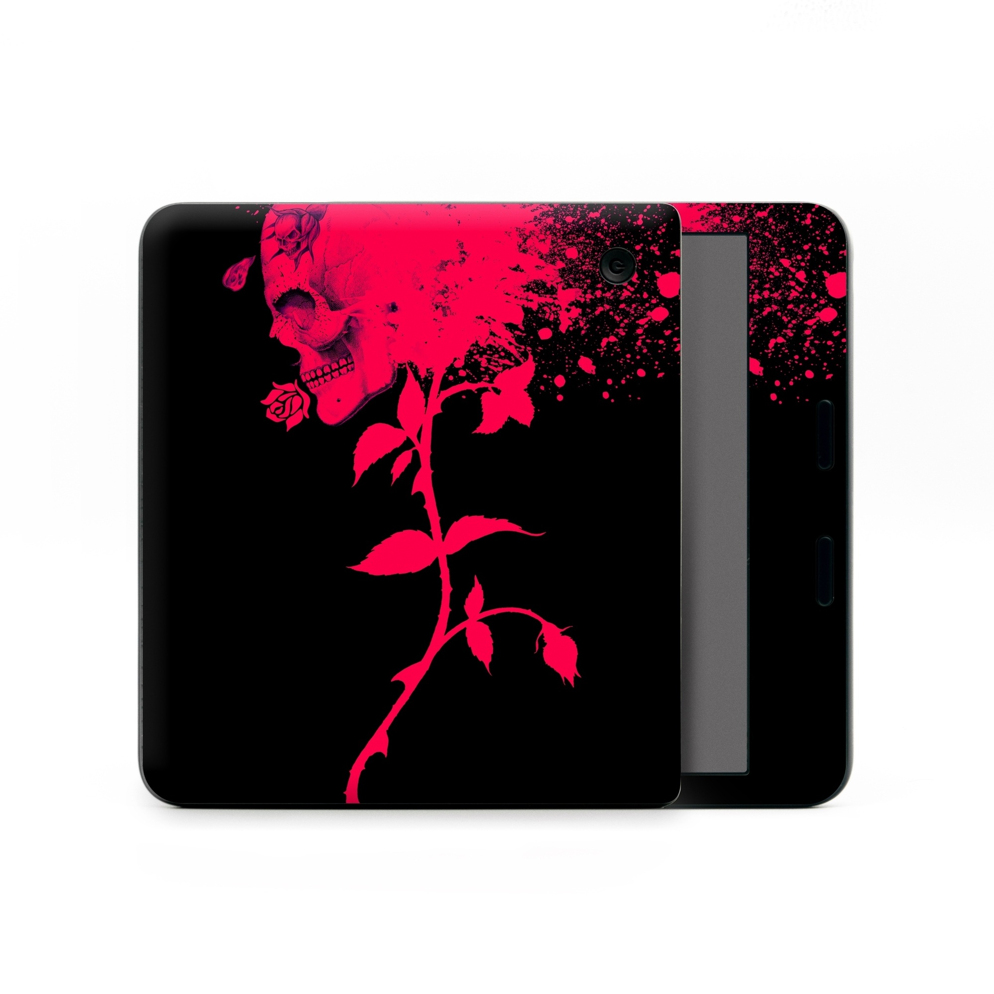 Kobo Libra Colour Skin design of Red, Black, Pink, Graphic design, Magenta, Visual arts, Graphics, Illustration, Plant, Art, with black, red colors