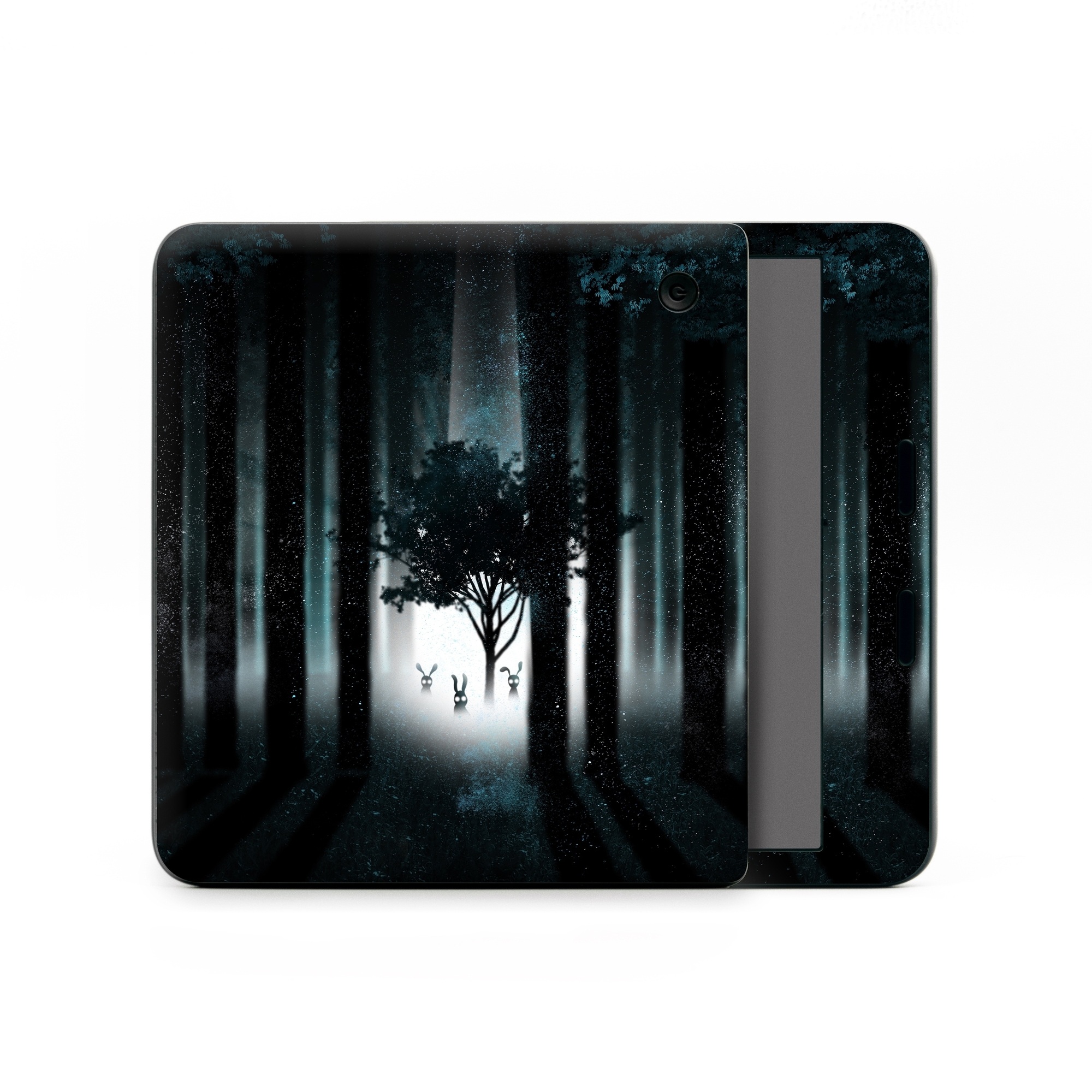 Kobo Libra Colour Skin design of Darkness, Black, Nature, Tree, Natural environment, Forest, Atmosphere, Atmospheric phenomenon, Light, Natural landscape, with black, blue, white colors