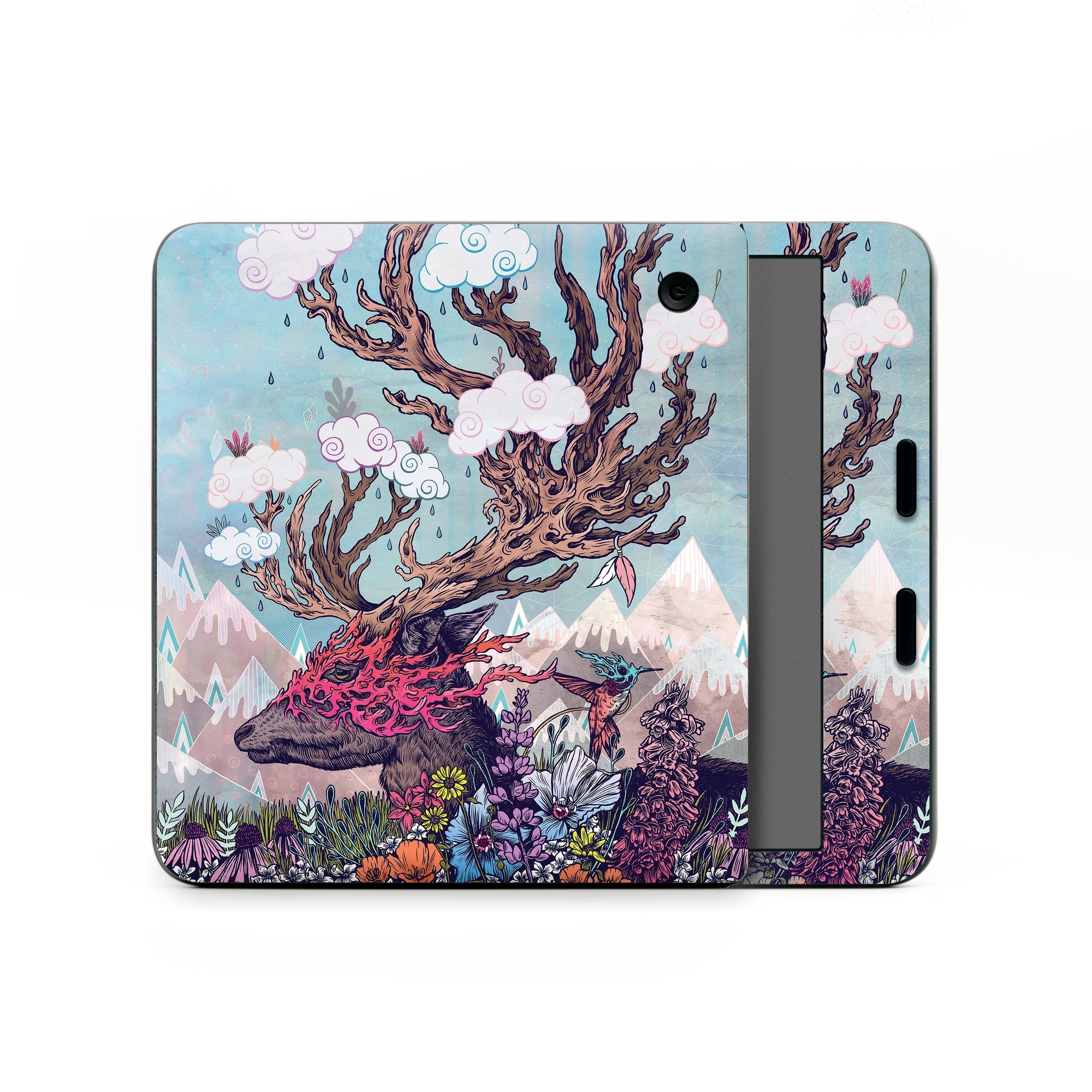 Kobo Libra Colour Skin design of Illustration, Tree, Watercolor paint, Painting, Art, Plant, Acrylic paint, Fictional character, Flower, Blossom, with gray, black, red, purple, blue colors