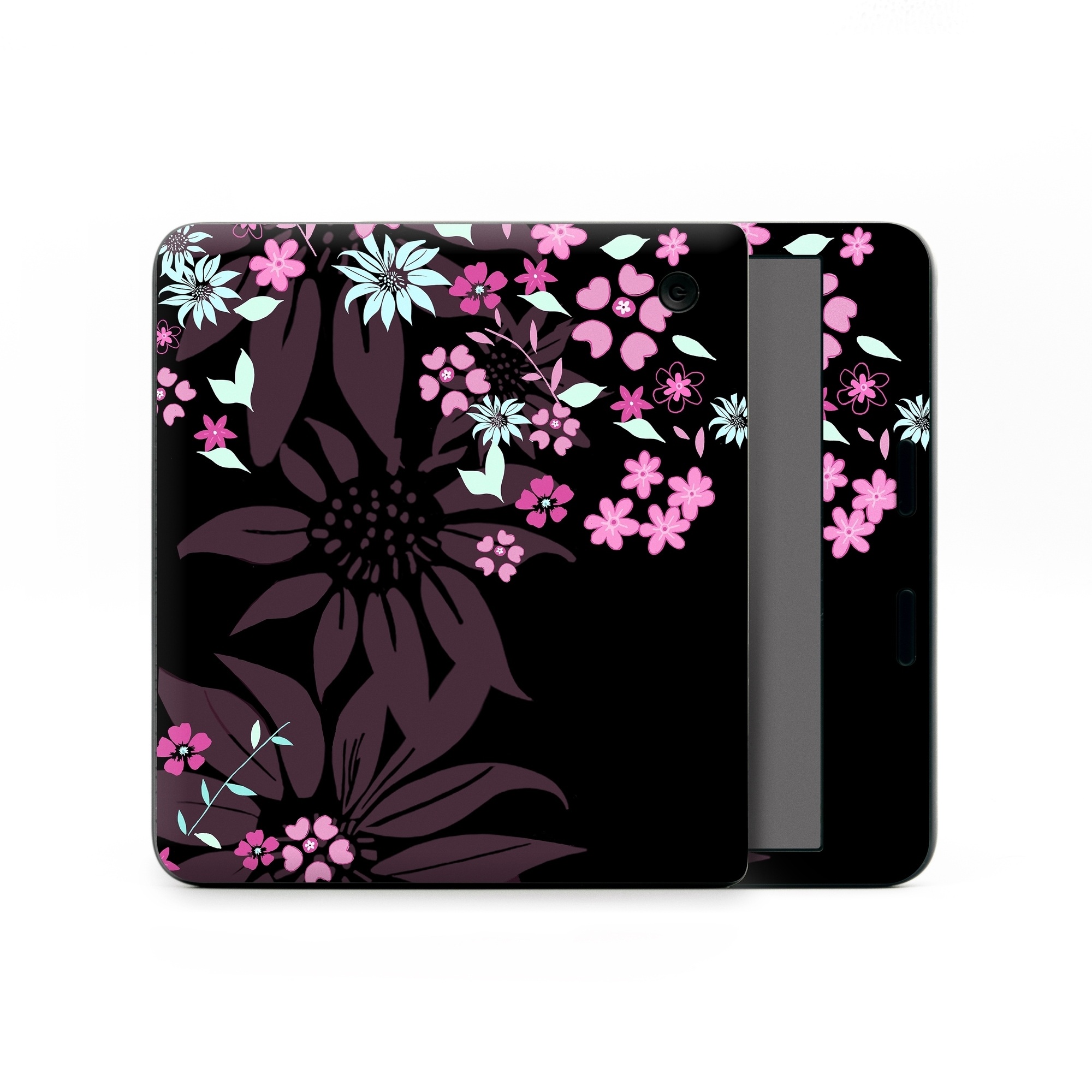 Kobo Libra Colour Skin design of Pink, Pattern, Flower, Plant, Botany, Petal, Floral design, Design, Pedicel, Graphic design, with black, gray, purple, green, red, pink colors