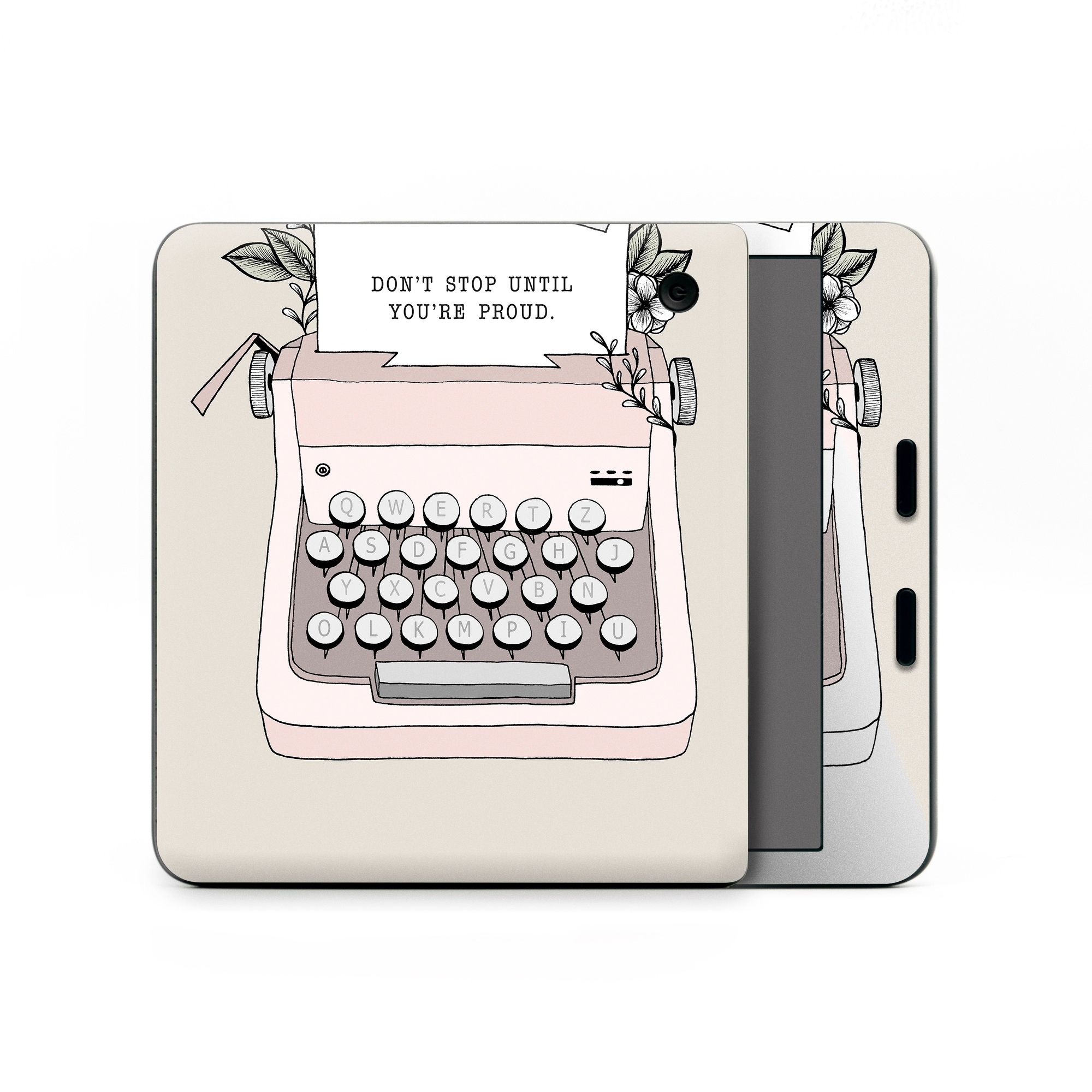 Kobo Libra Colour Skin design of Typewriter, Office equipment, Space bar, Office supplies, Illustration, with black, white, pink colors