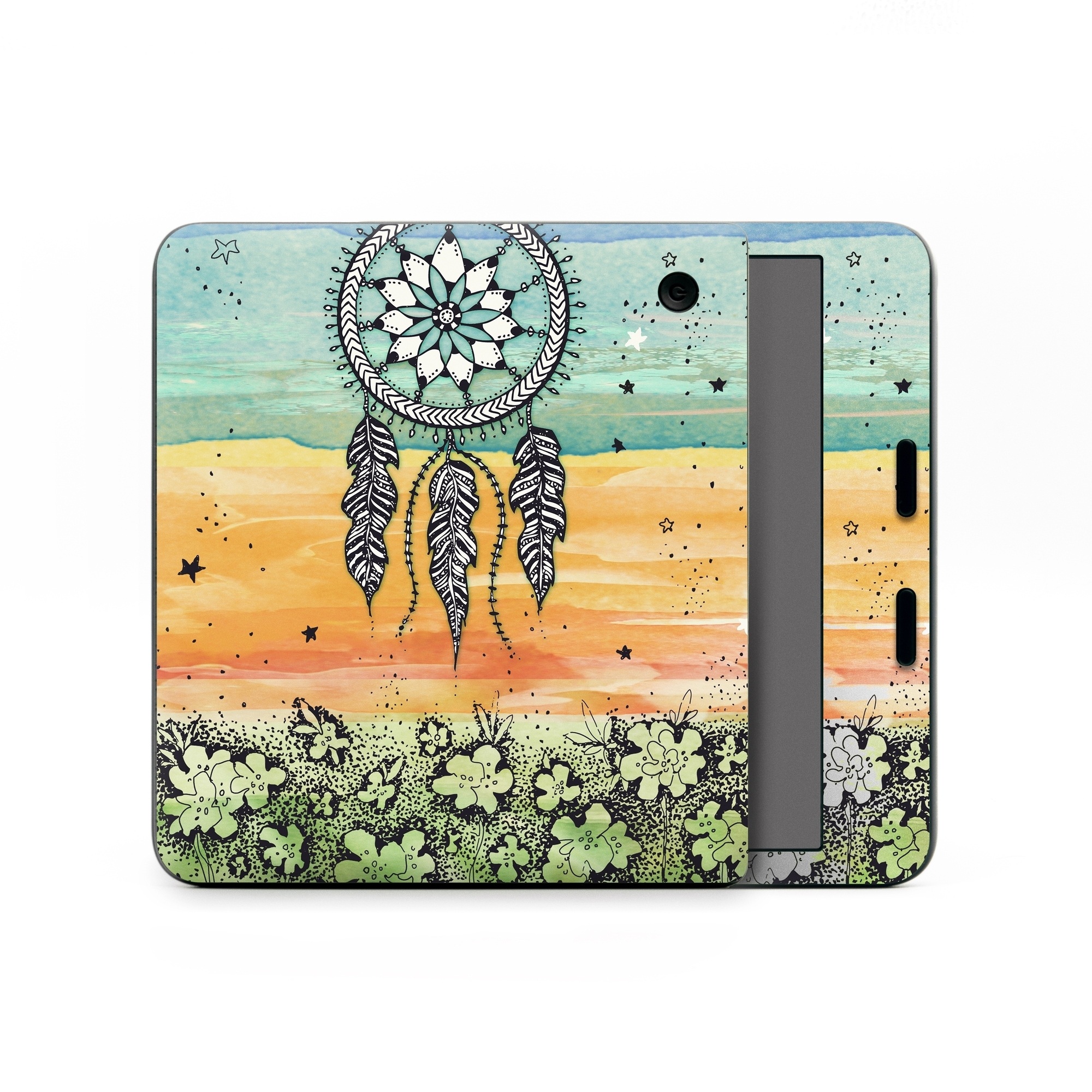 Kobo Libra Colour Skin design of Text, Sky, Font, Illustration, Plant, Art, Wildflower, sunflower, Graphics, with blue, green, yellow, orange, black colors