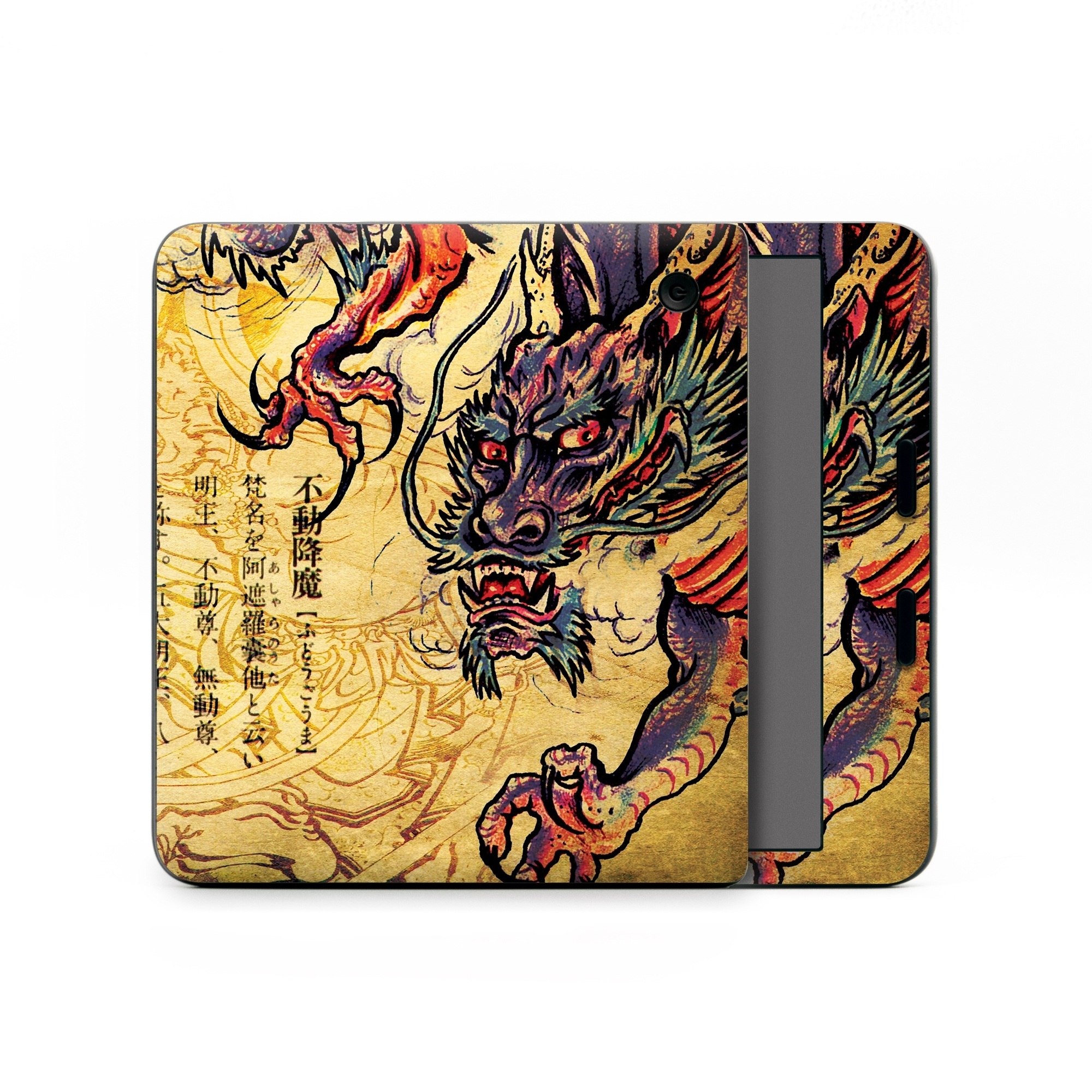 Kobo Libra Colour Skin design of Illustration, Fictional character, Art, Demon, Drawing, Visual arts, Dragon, Supernatural creature, Mythical creature, Mythology, with black, green, red, gray, pink, orange colors
