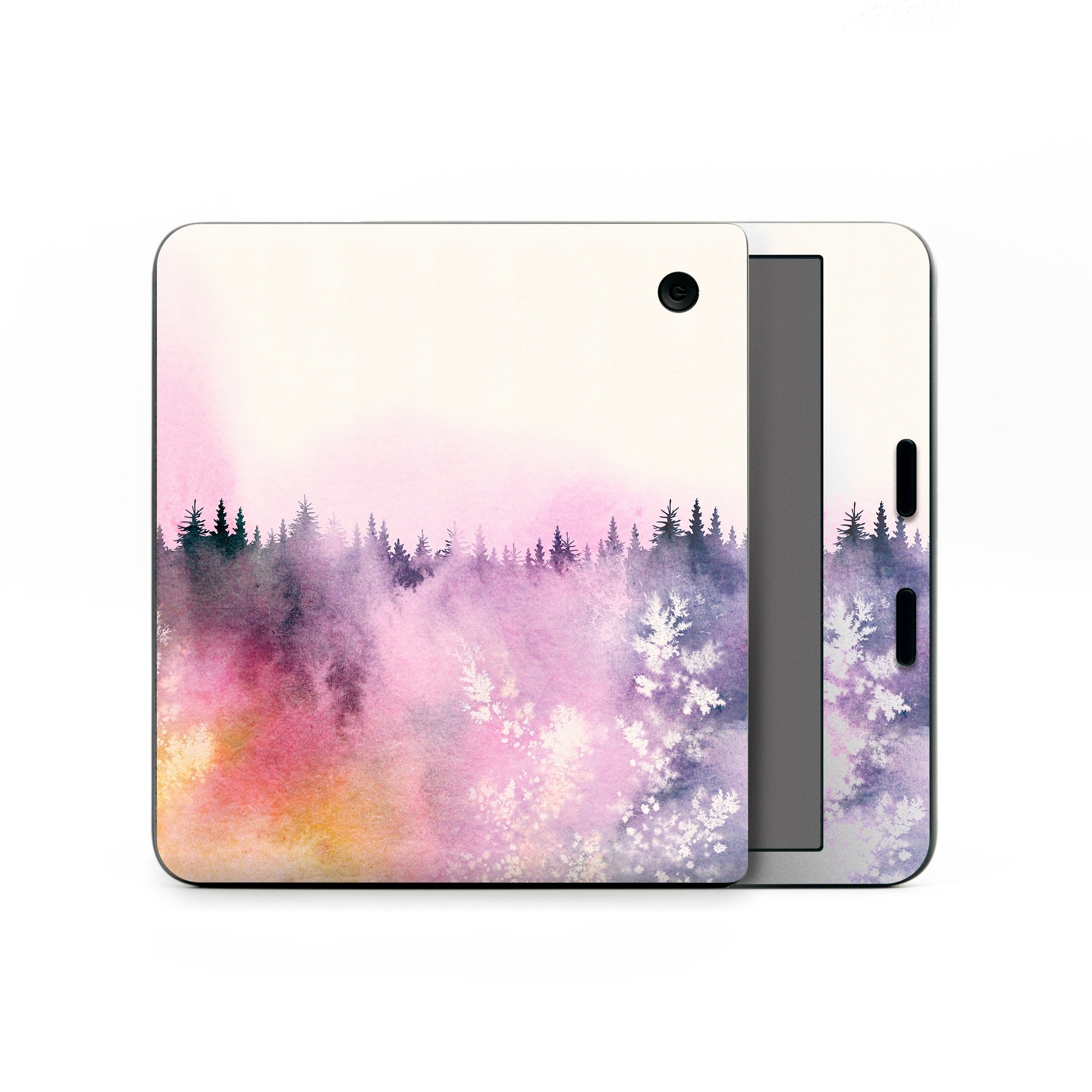 Kobo Libra Colour Skin design of Watercolor paint, Sky, Atmospheric phenomenon, Tree, Atmosphere, Cloud, Landscape, Forest, Painting, Illustration, with white, yellow, pink, purple, blue, black colors