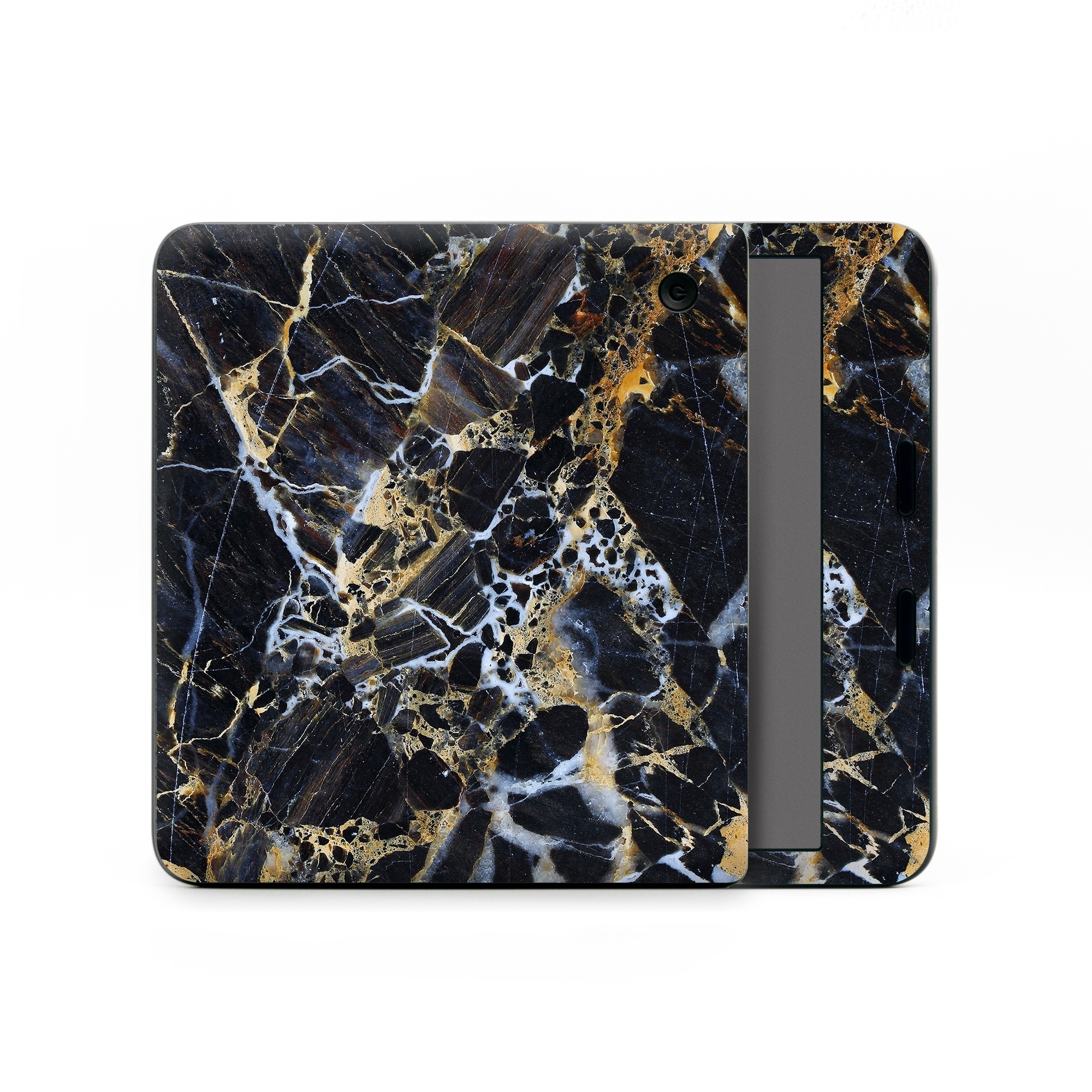 Kobo Libra Colour Skin design of Black, Yellow, Rock, Brown, Marble, Water, Close-up, Granite, Pattern, Geology, with black, white, orange, gray, yellow colors